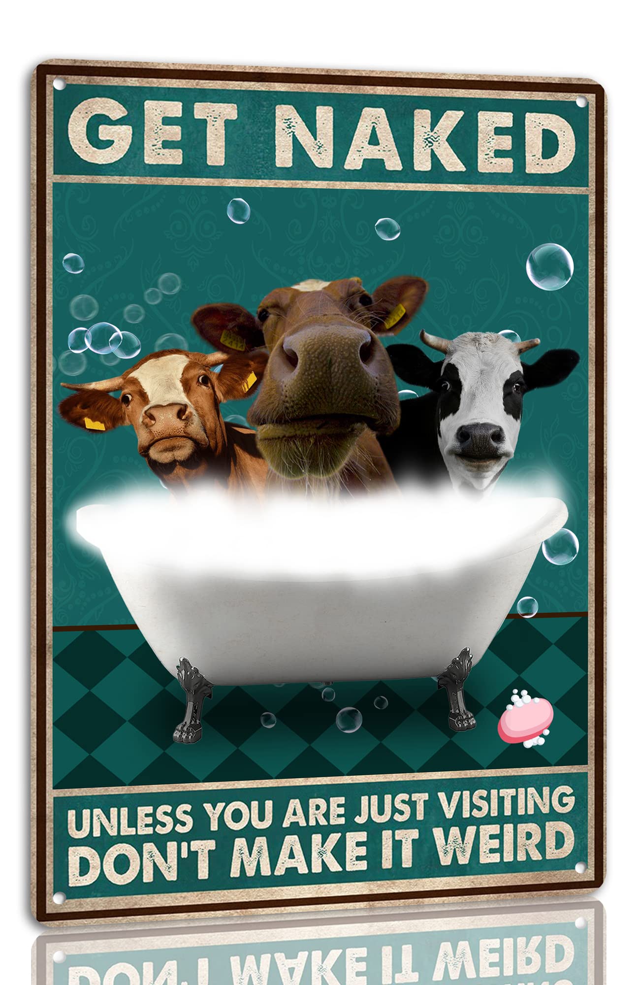 Cow Bathroom Decor Funny Bathroom Quote Metal Tin Sign Wall Art Poster Retro Farmhouse Home Restroom Bathtub Bathroom Wall Decoration Sign 8x12 Inches