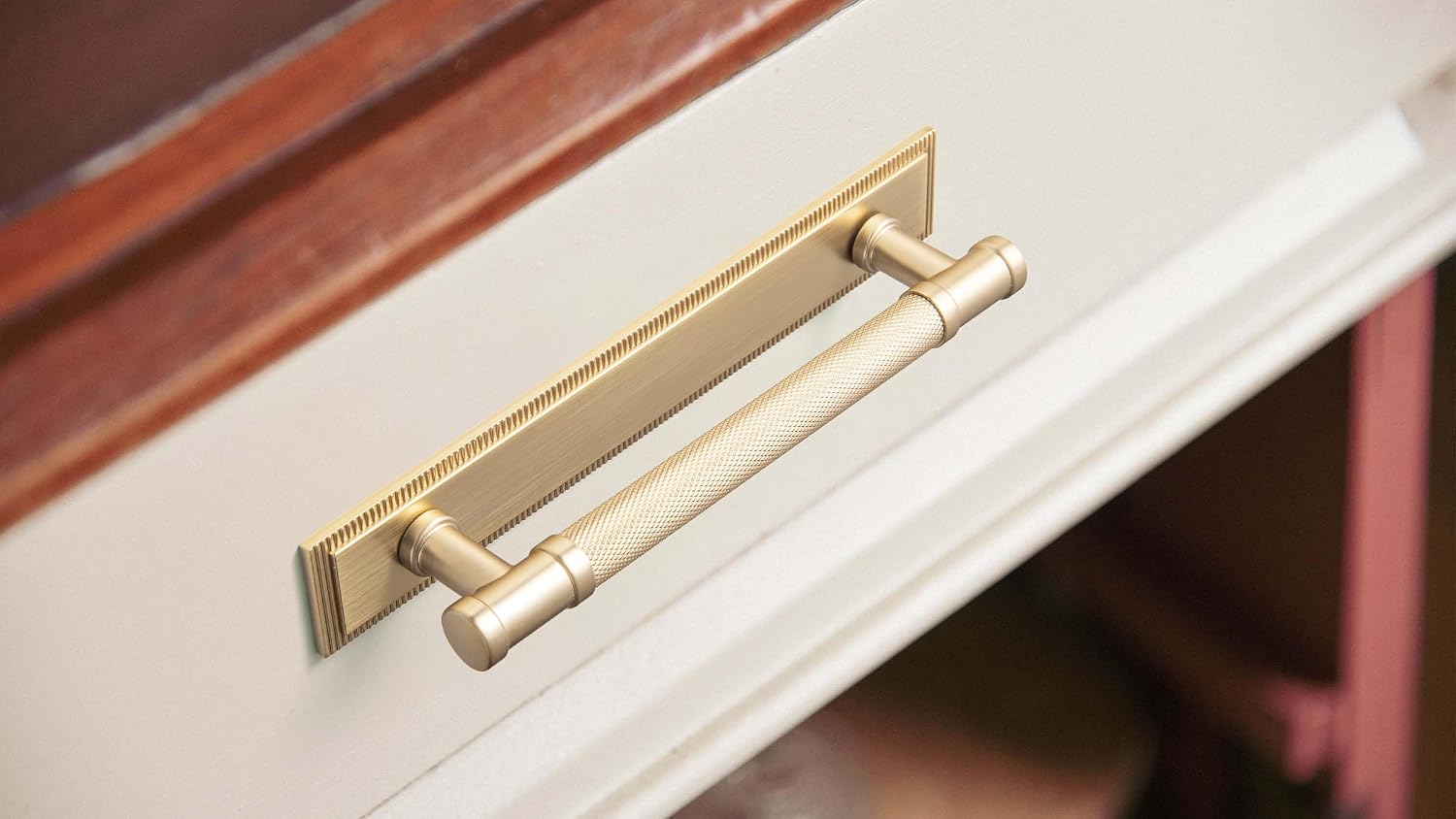 Goo-Ki 2 Pack Champagne Bronze Cabinet Pulls with Backplate Zinc Alloy Kitchen Hardware - 5.04" c-c Bar Drawer Pulls Cabinet Handles with Spacer