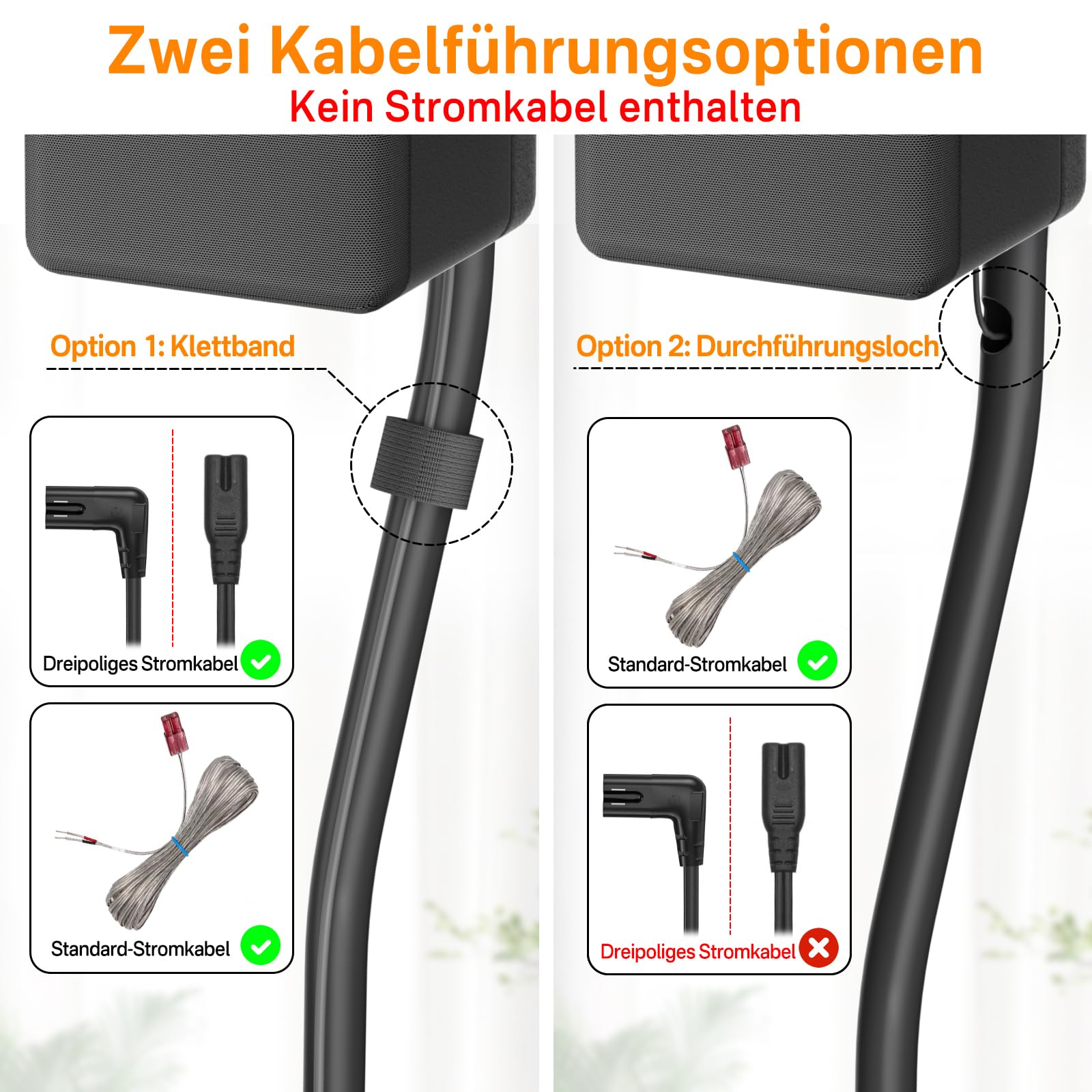 Universal-Surround-Lautsprecherständer Paar Höhe erweitern 33„ bis 42“ - Hintere Lautsprecherständer für LG, Vizio, Sony, Samsung Die meisten kleinen Satelliten-Surround-Sound-Lautsprecherständer