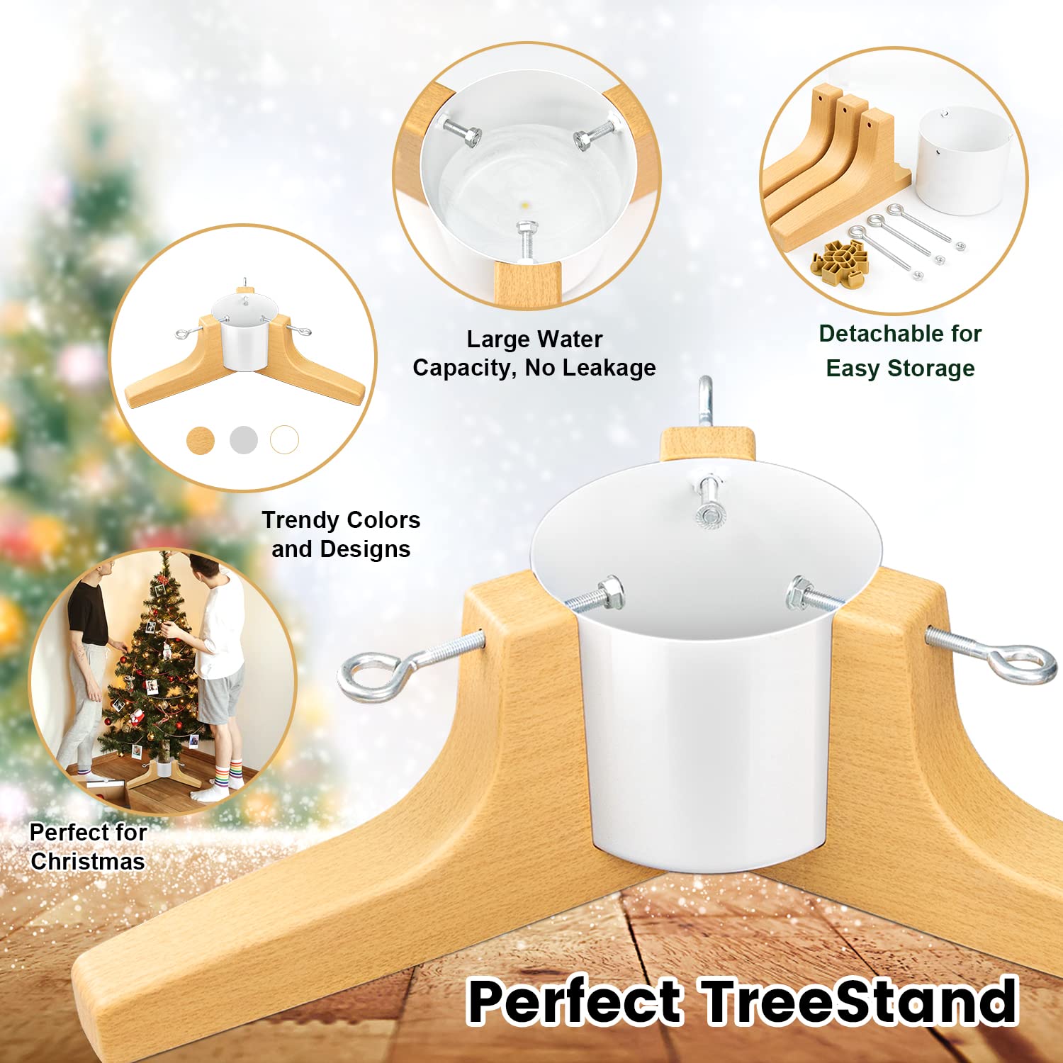 Aierden Christmas Tree Stand Adjustable Metal Tree Stand for Live Tree, Heavy Duty Christmas Tree Stand for Real Trees up to 8 FT, Christmas Tree Stand Base for 1.95 to 5.5 inch Trunk Diameter