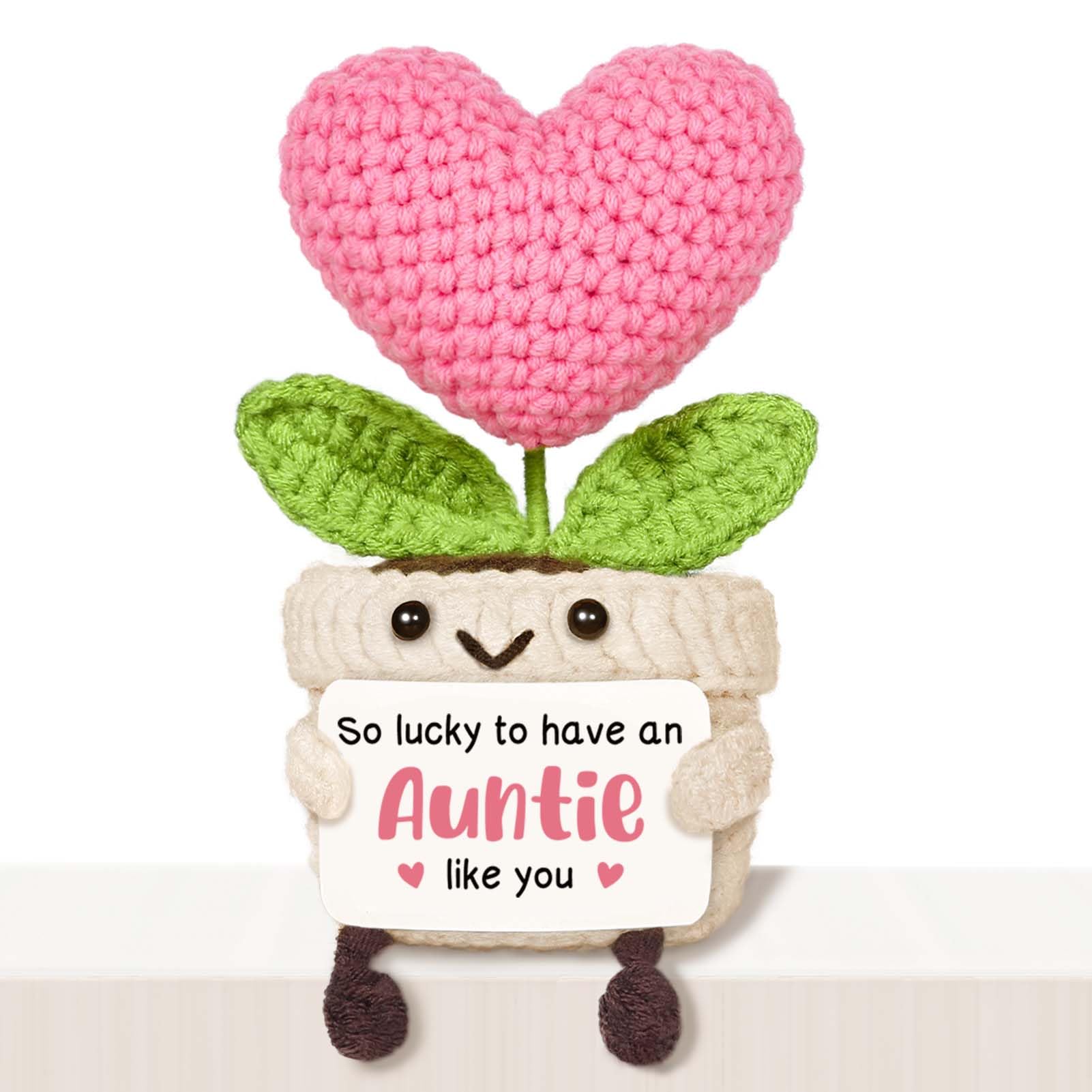 Giftasy Auntie Gifts, Auntie Birthday Gifts - Handmade Crochet Cute Heart Flower, Gifts for Auntie from Niece Nephew for Mother's Day, Birthday, Christmas — image 1