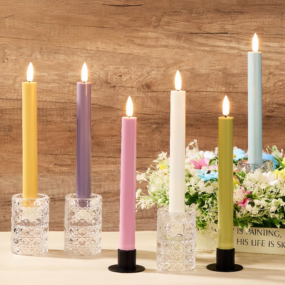 Simplelight flammenlose Spitzkerzen mit Fernbedienung, batteriebetriebene Kerzen, LED-Kerzen, Oster-LED-Kerzen, batteriebetrieben, 6 Stück, H: 22,9 cm (mehrfarbig)