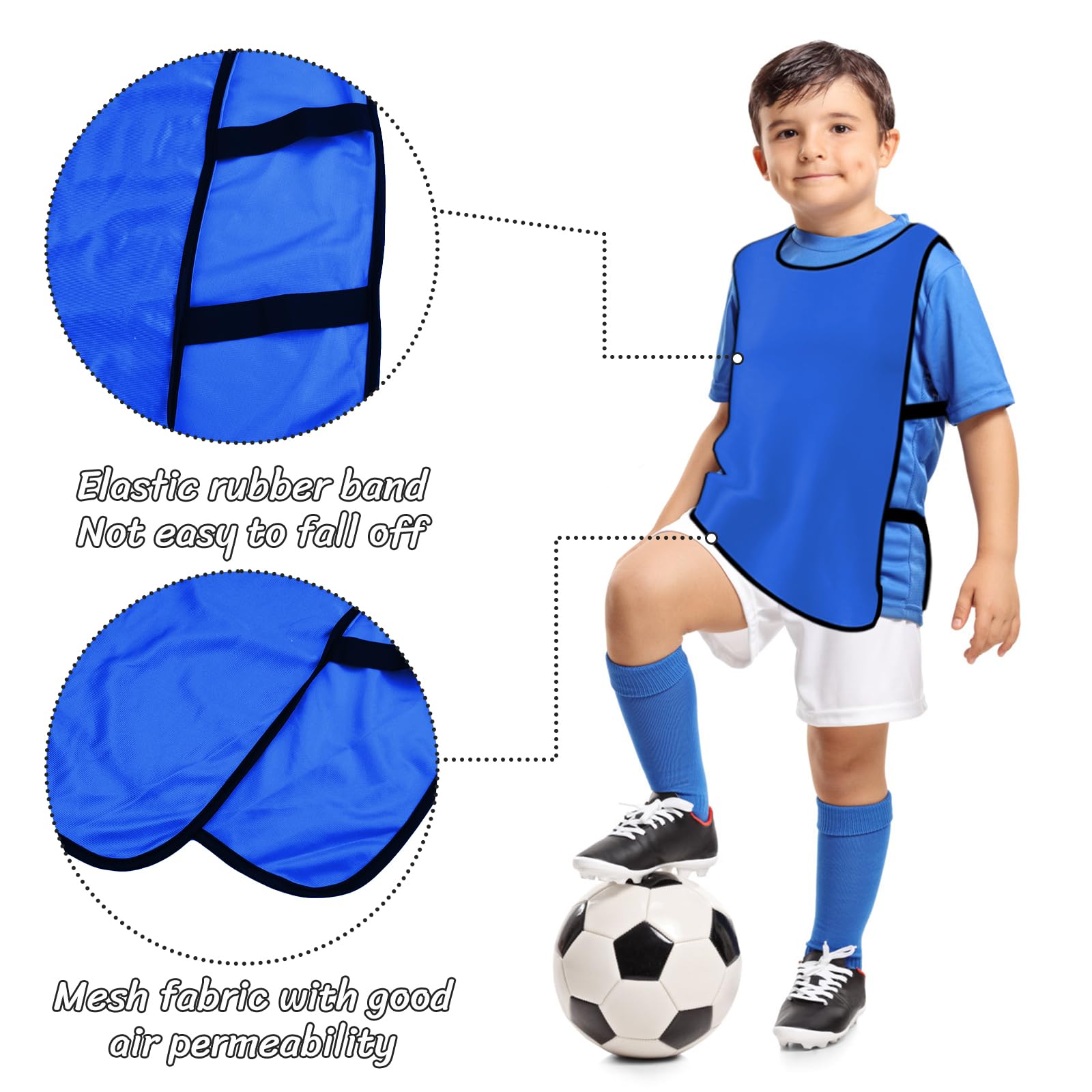 Lot de 6 Chasubles D'entraînement Sport Enfants, Chasuble Enfant Football, Gilet D'Entraînement Professionnel de Football, Training Gilets pour Pratique Football, Basket, Rugby, Hockey