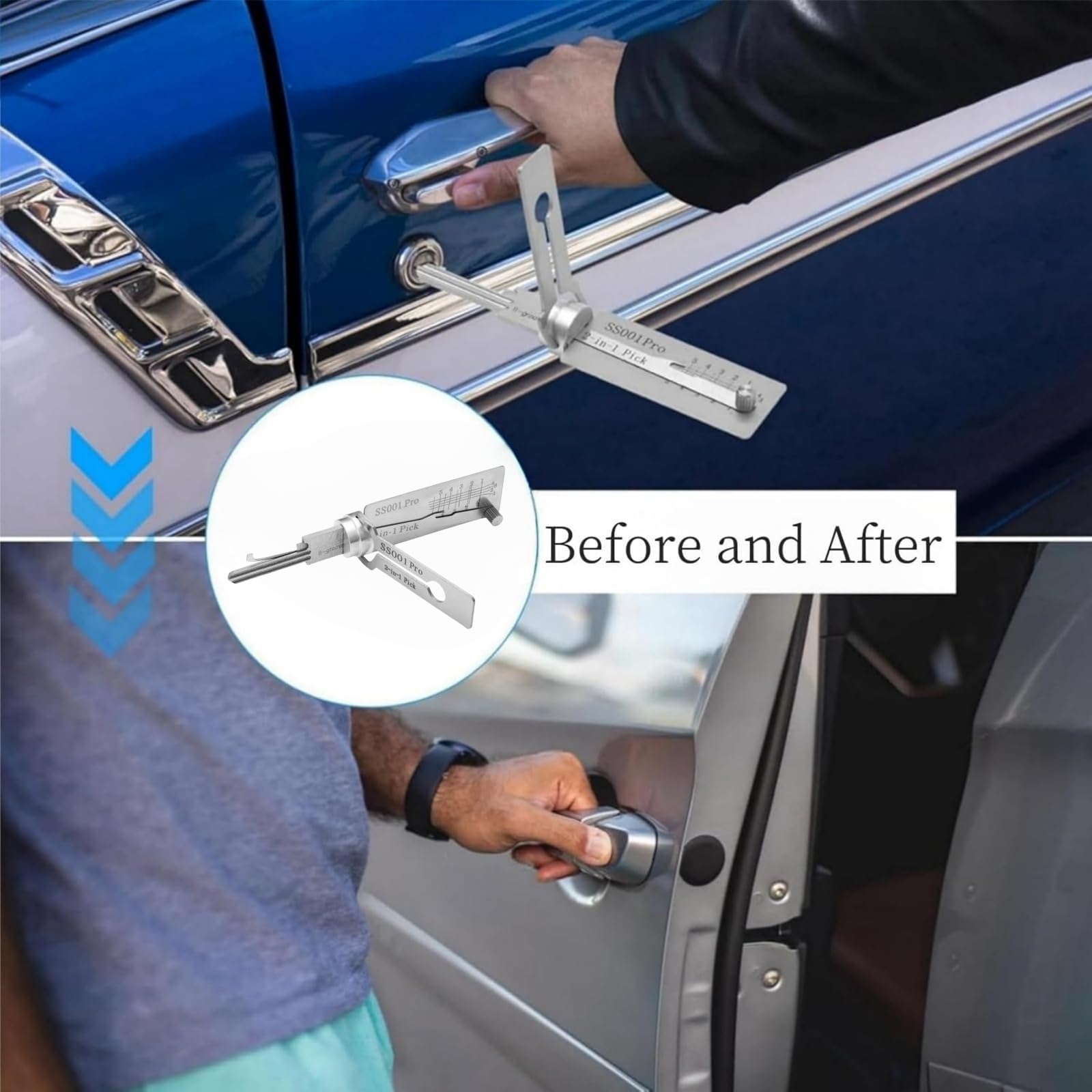 SS001 Pro Lock Pick Tool,2 in 1 Lock Picking Kit & Master Key Decoder,Stainless Steel Picks for Beginners,Practical Locks for Lock Lock,Lock Pick Set - Image 2