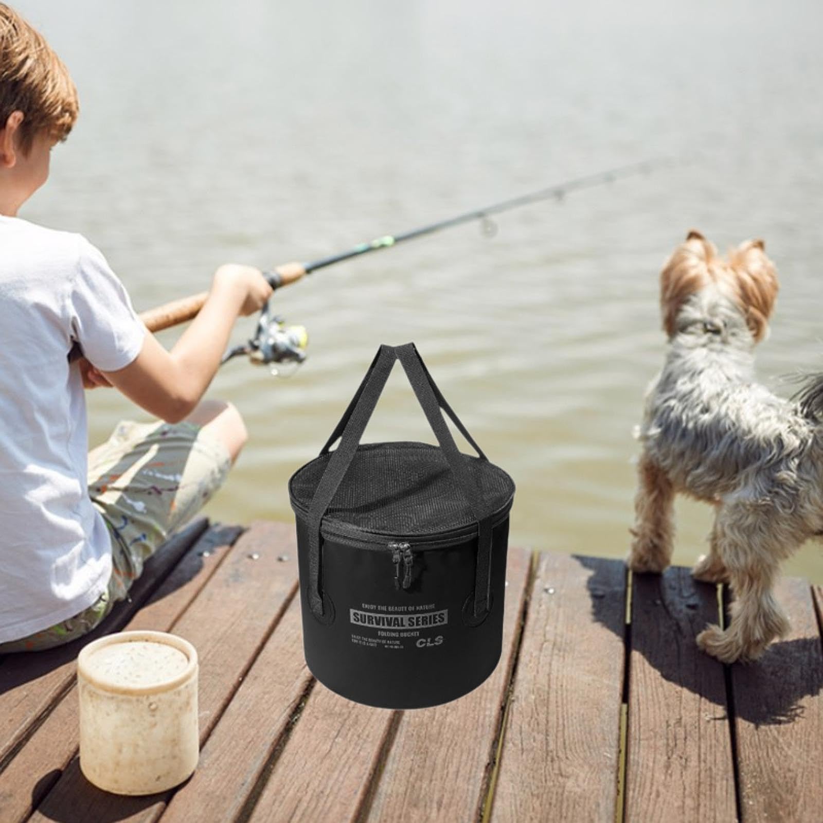 Gralara Seau Pliable de Camping avec Poignée, Bassine, Récipient de Stockage d'eau Léger, Seau de Pêche Pliable pour La Navigation de Plaisance