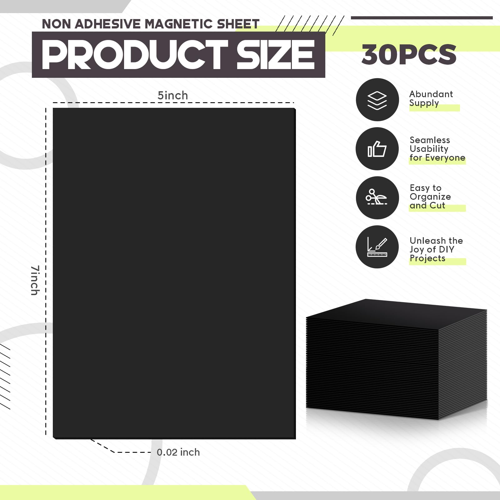 30 hojas magnéticas no adhesivas de 5 x 7 pulgadas, hojas magnéticas flexibles para manualidades, álbumes de recortes, fotografía, fácil de organizar y cortar