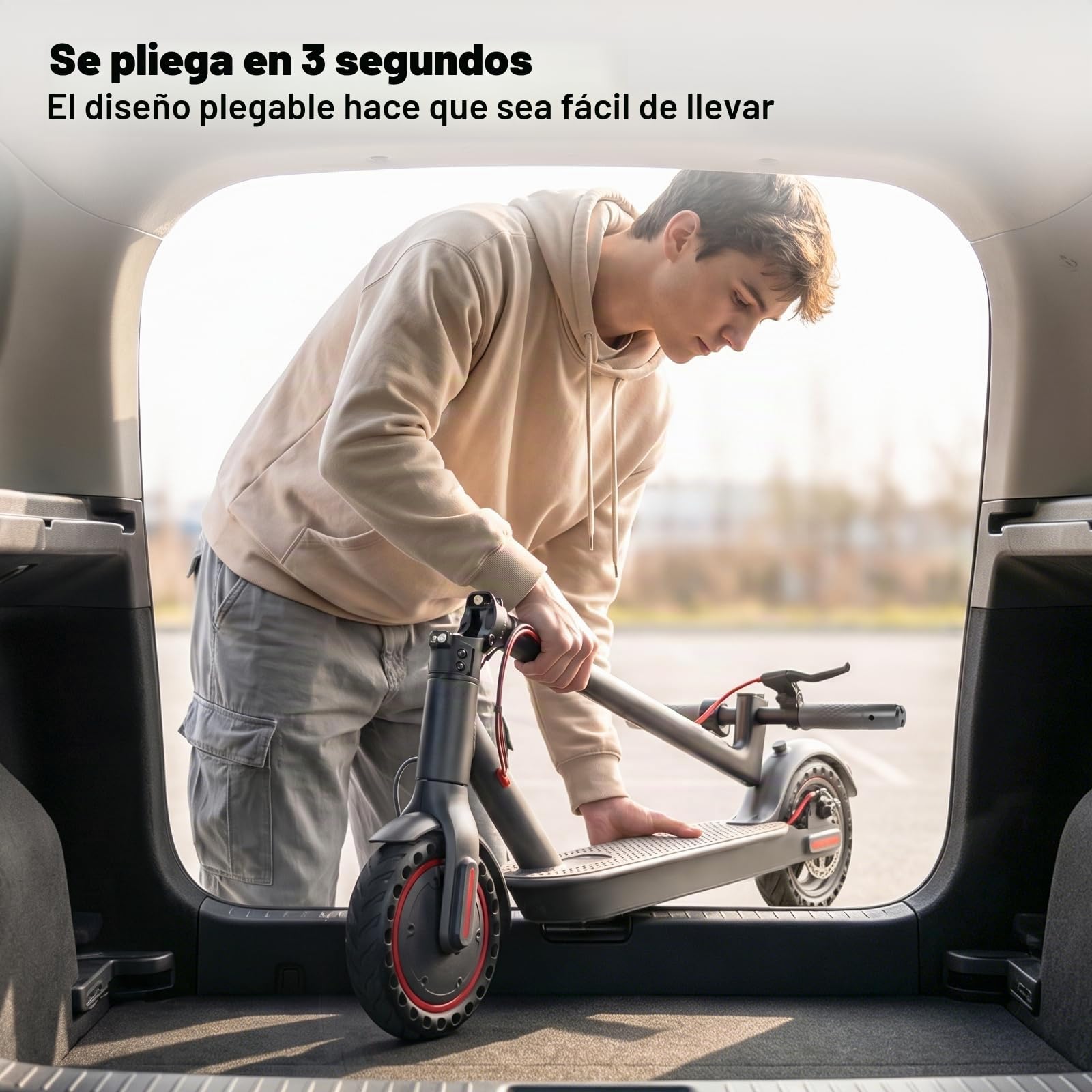 Patinete electrico, Motor de 350W, 25 KM/H, Alcance de 30 km, Patinete electrico Adultos, Plegable, neumáticos de 8,5", Pantalla LED y aplicación, Freno de Tambor.