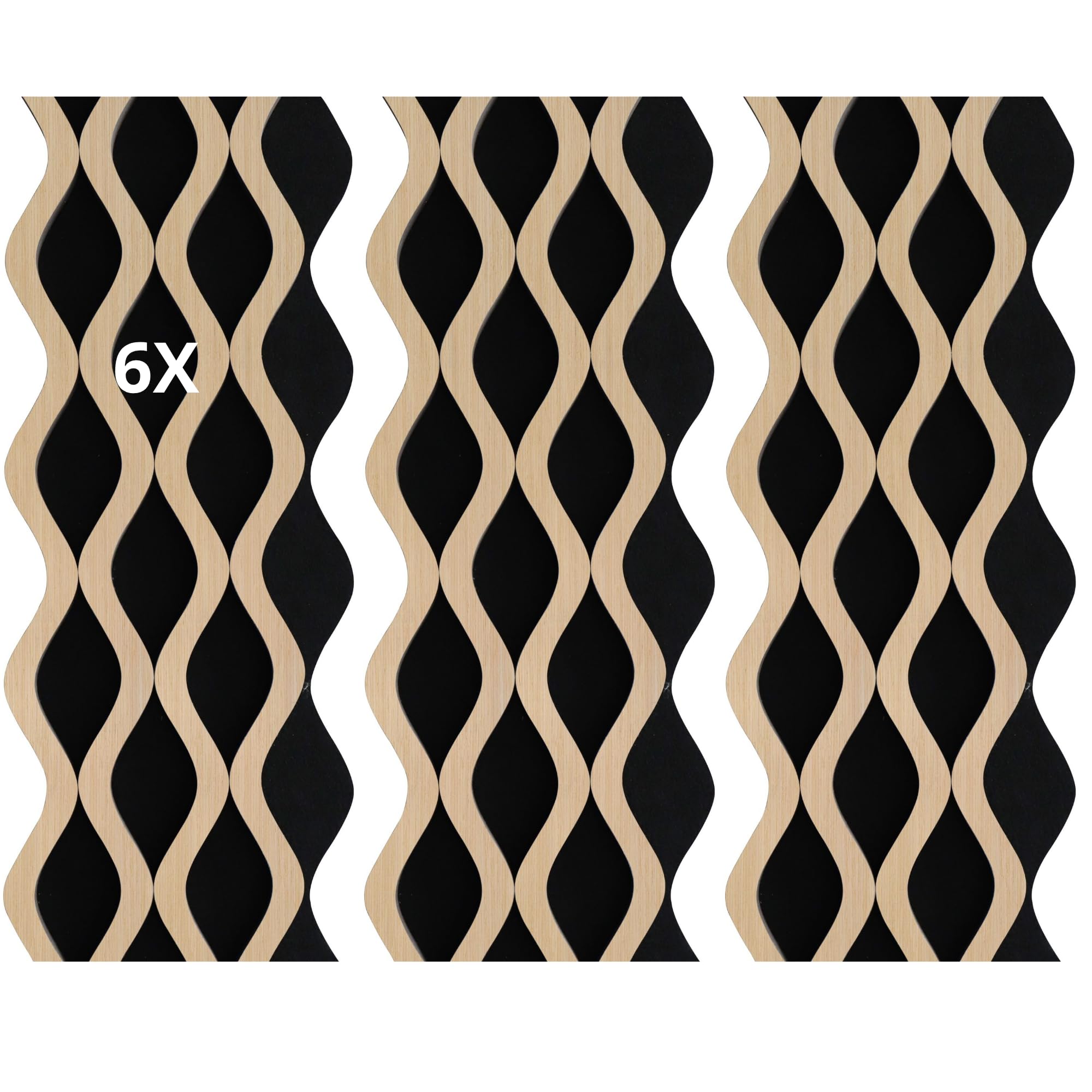 Juego de 6 paneles efecto duros, revestimiento de pared, techo, polímero, plástico, interior y exterior, 20 x 240 cm, encastre lateral, recortables, rígidos, decorativos, negro y madera, PVC, doble
