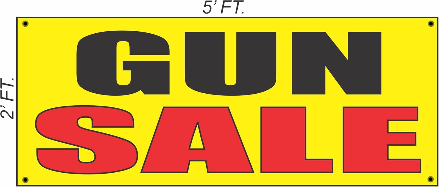 Gun Sale Yellow Black and Red 2x5 Banner Sign
