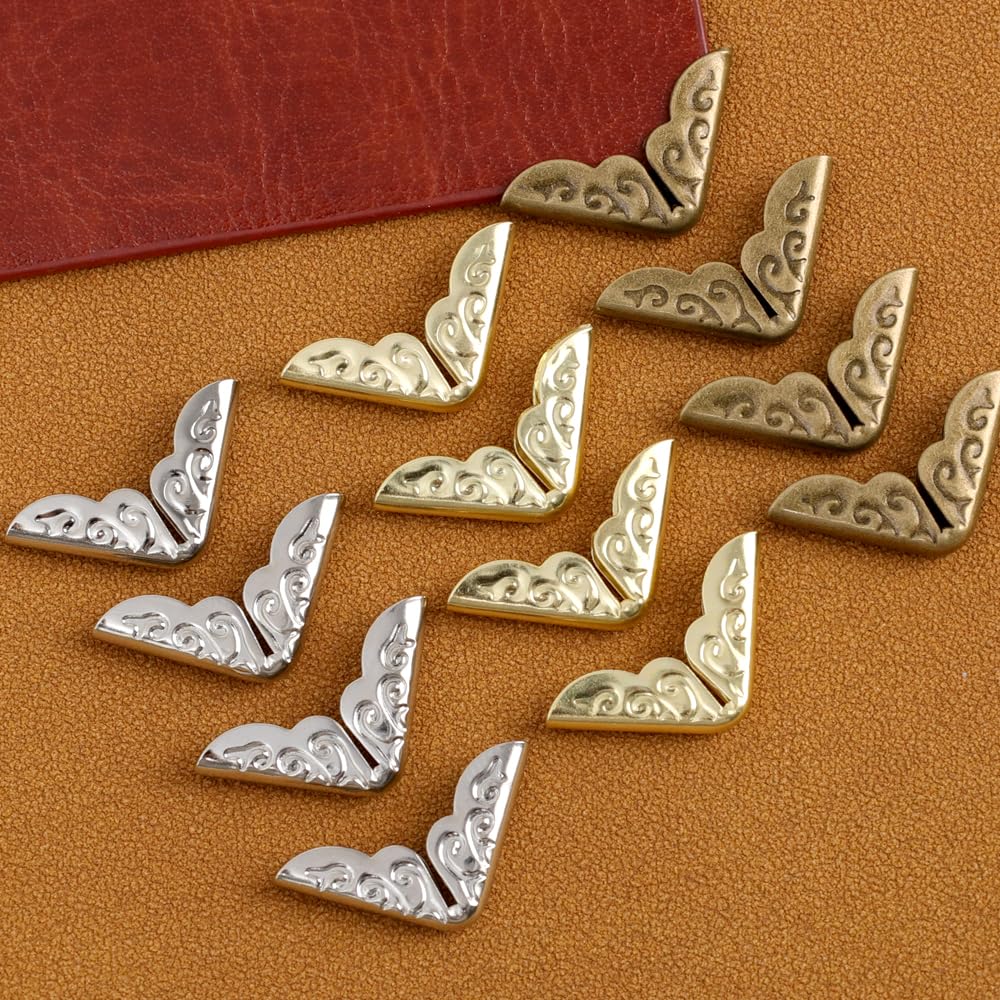50Pcs Scrapbooking Albums Corner Protectors, Menu Metal Books Corner Protectors Crafts Decoration, 14x20mm (Bronze Color) — view 5
