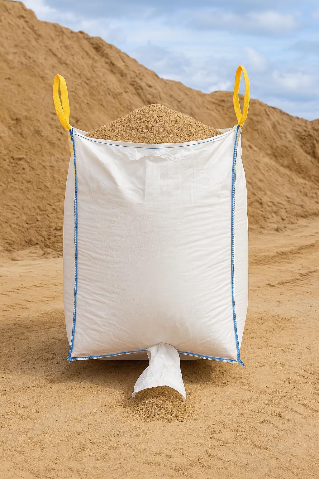 4 Stk. Big Bags mit Auslauf – 90x90x110 cm – langlebige FIBC Säcke für Schüttgut, Sand, Pellets & Kies – reißfest & UV-beständig