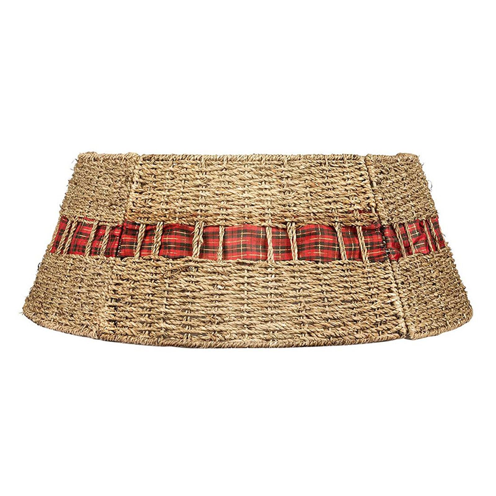 carotoe Festives Christmas Tree Collar Rattans Weave Base Stand Stylish Christmas Tree Skirt Festival Decoration for Rattan Stand Collar