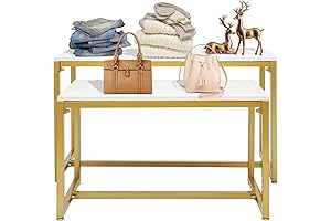 2PCS Staggered Heights Entryway Table with Shoe Rack, Heavy Duty Home Display Riser Shelf