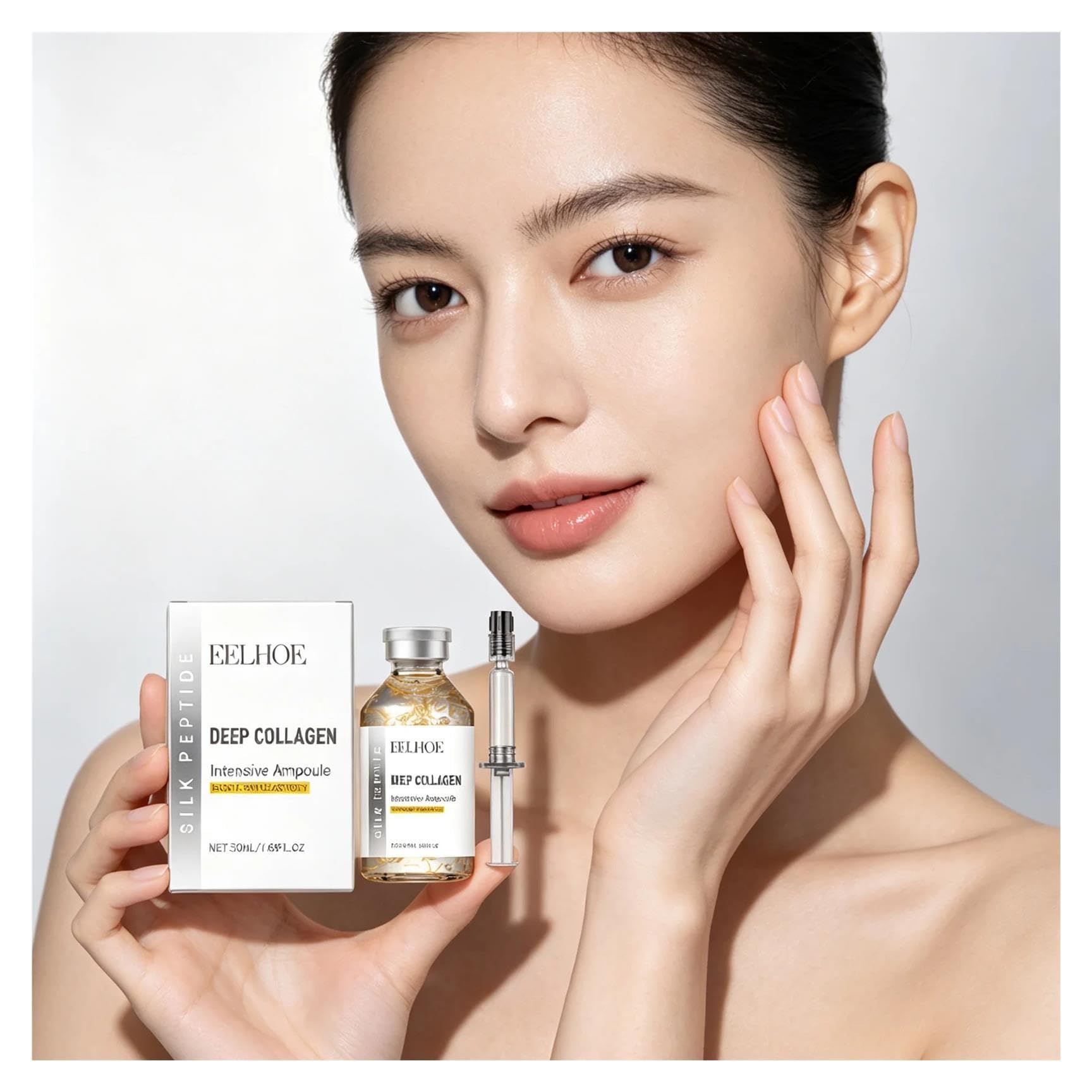 Siero viso rassodante con fiala di peptidi di seta al collagene con peptidi di rame, 50 ml(3pcs)