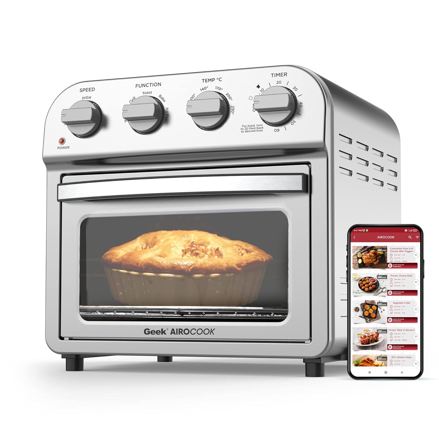 Geek Airocook Acis 14 Litre Electric Air Fryer Oven With 5 Preset