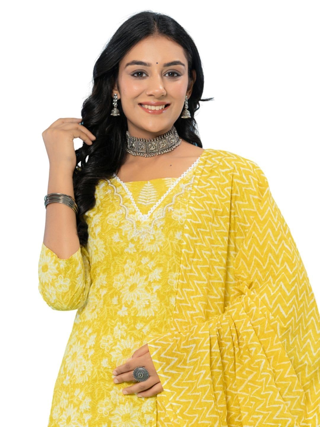 Women's Printed Calf Length Straight Kurta & Afgani Pant With Dupatta Set-image-17