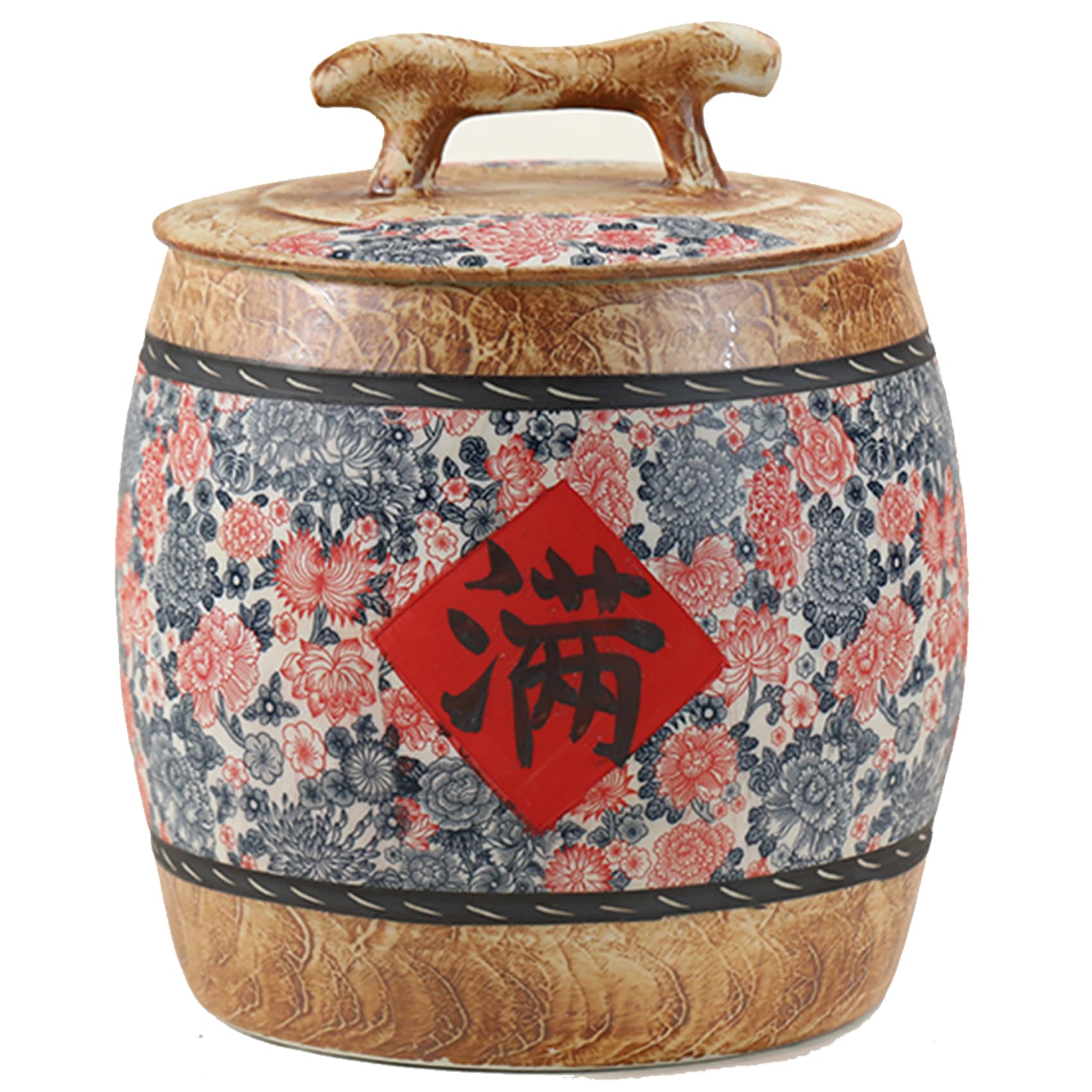 Hlixzoy Chinese Ceramic Rice Storage Container – Retro Decorative Grain Dispenser Jar, Airtight Food Storage for Kitchen & Pantry Organization