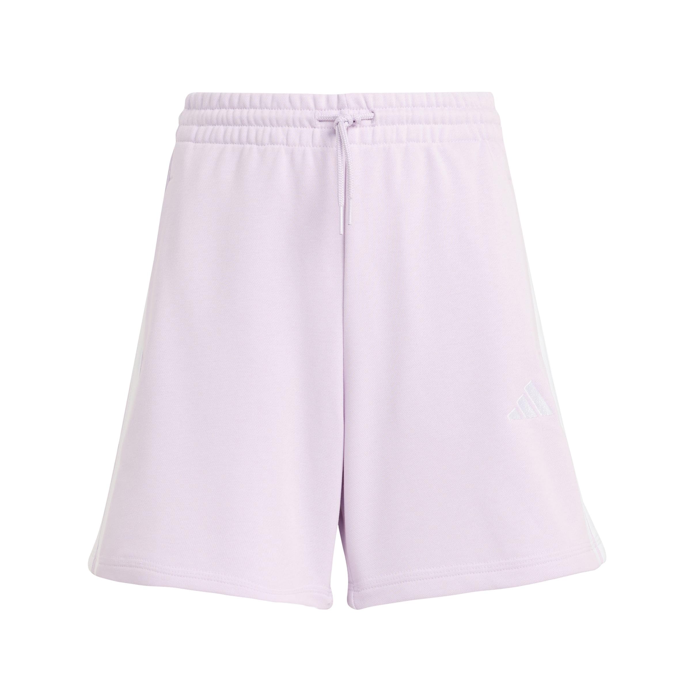 adidas Girl's Essentials 3 Stripes Shorts, ice Lavender/White, 14-15 Years
