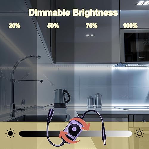 Miniatura 2 de COB - Tira de luz LED de 24 V, blanco frío de 6000 K con atenuador y fuente de alimentación, 0.315 in de ancho, CRI 92+, tira de luces LED flexibles