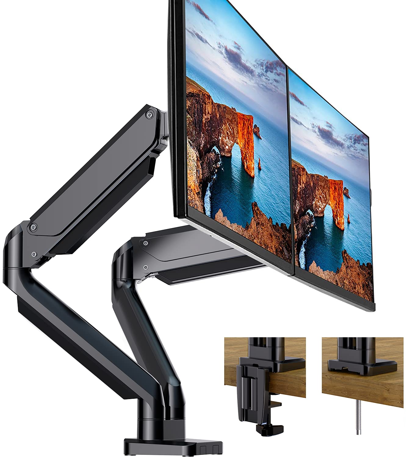 Buy Dual Monitor Stand Fully Adjustable Spring Monitor Desk , Swivel