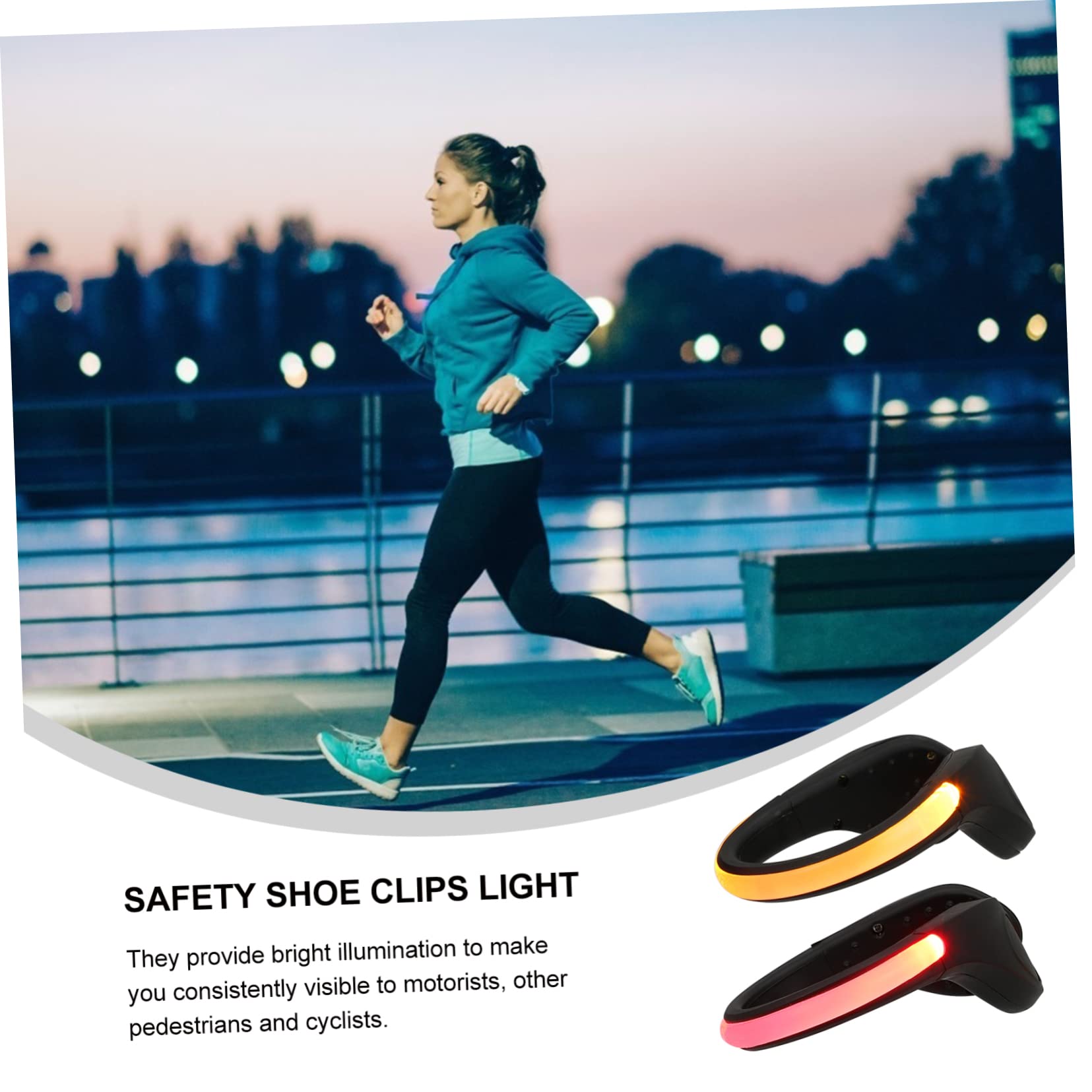 Happyyami 2Pcs Luminous Safety Shoe Clips Light for Night Running and Lightweight Warning Lights with Multi Settings for High Visibility Secure Fit for Men Women