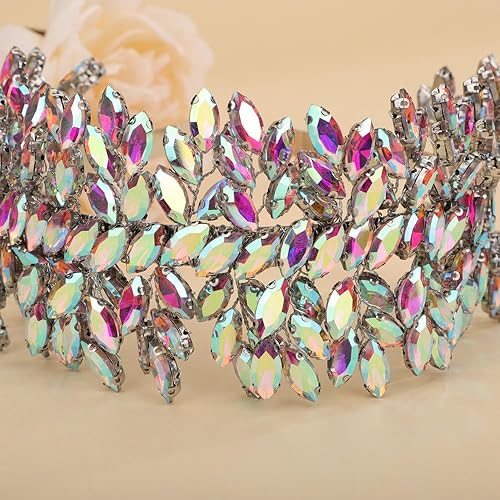 Miniatura 5 de Sither Diadema de cristal de novia para fiesta de boda, accesorio grande de cristal plateado, accesorios para el cabello para novia, pinzas para el