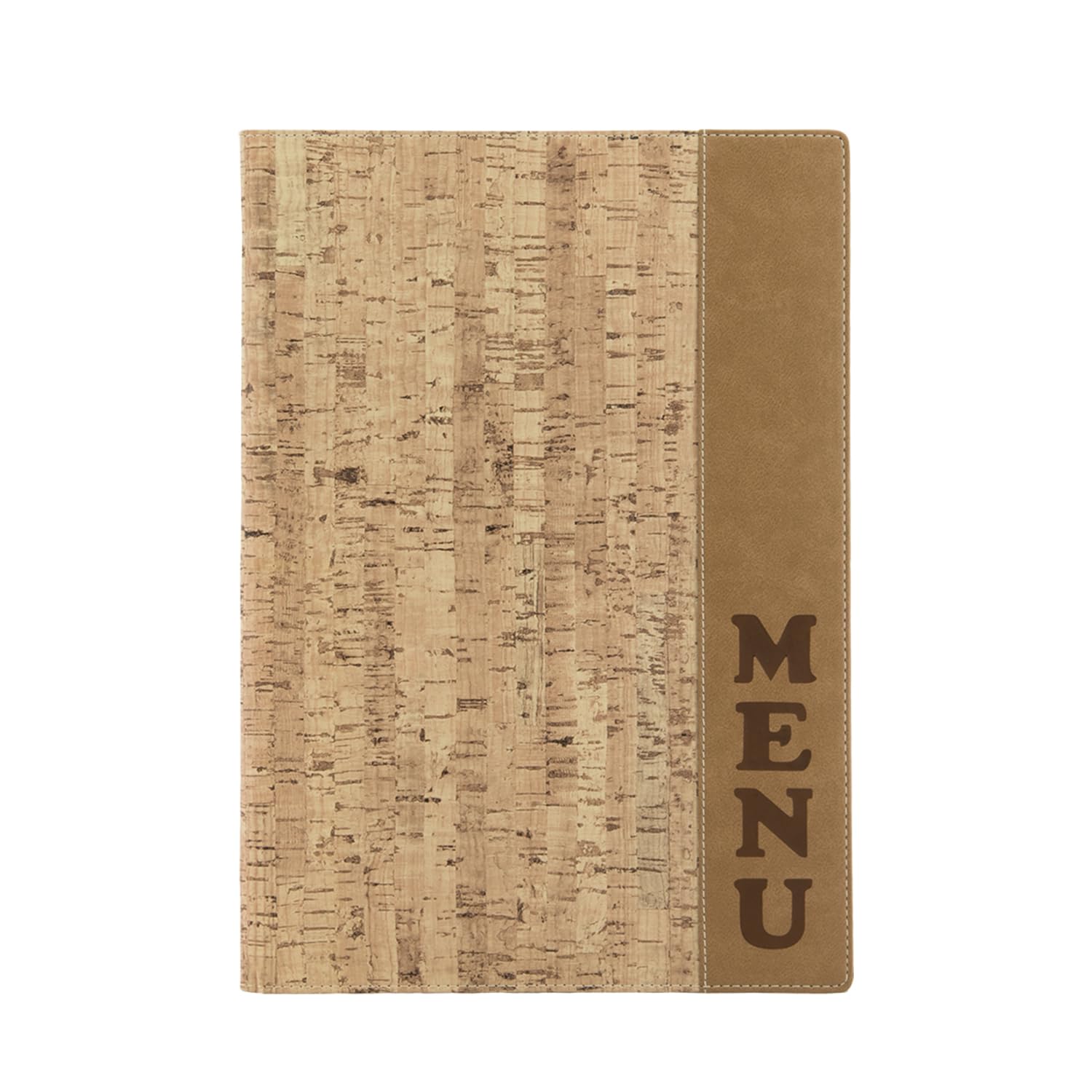 SECURIT - Porta Menu Linea Design - Per Caffè, Ristoranti, Bar - Formato A4 - Similpelle - 1 Doppio Inserto Incluso - Disegno Cork - Colore Beige