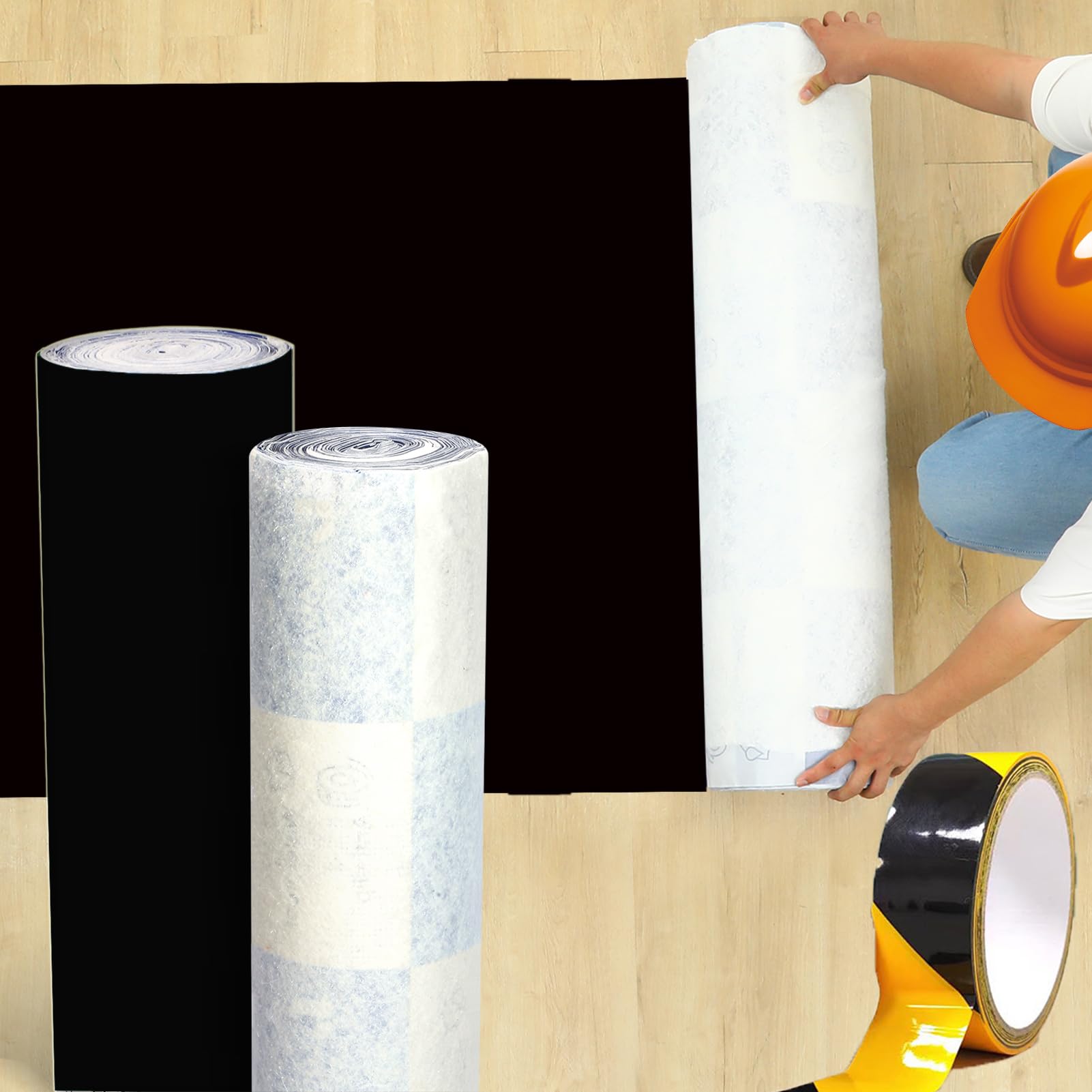 40"x100ft Black Floor Protection Film Anti Slip Paint Proof Reusable Cover
