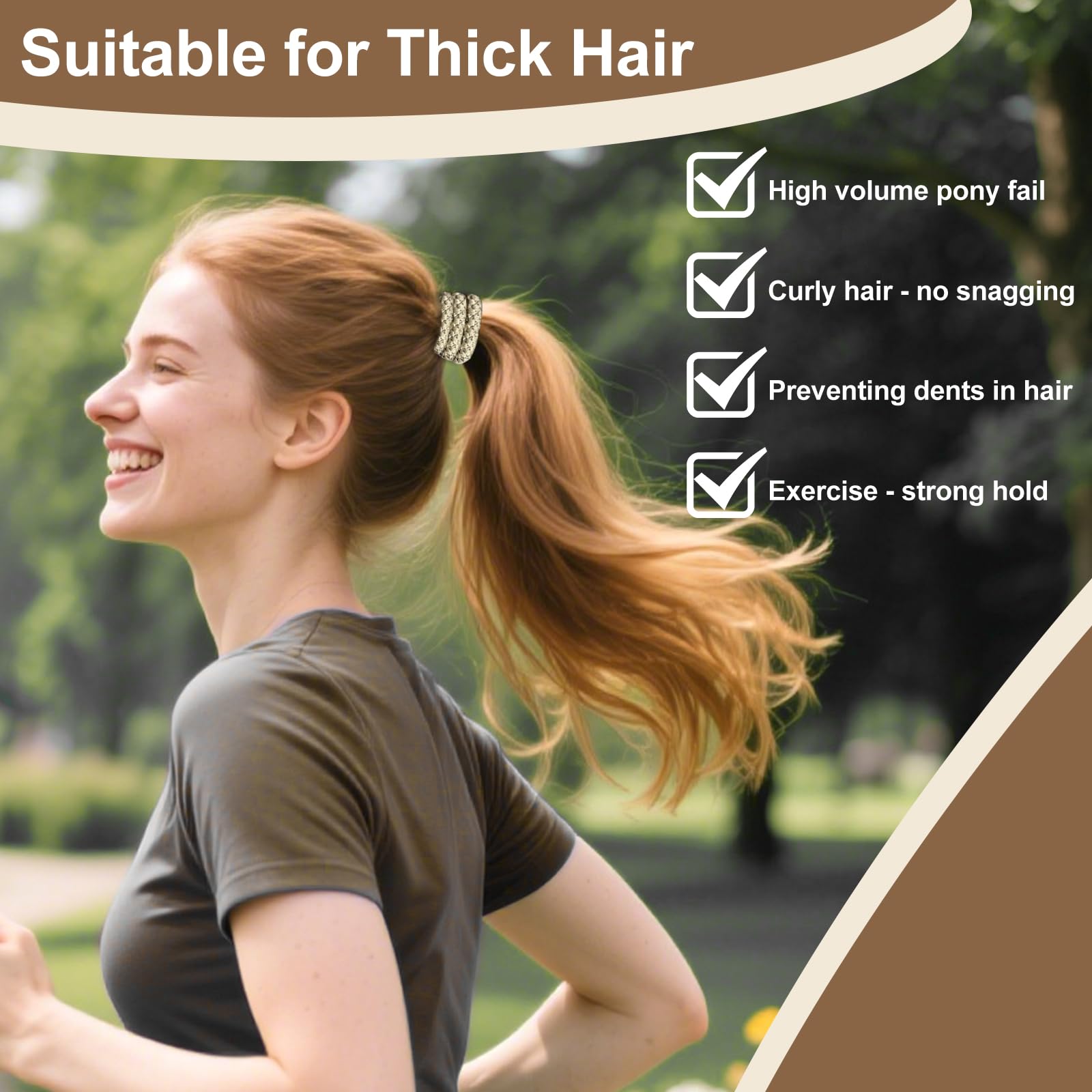 Sularpek 15 Pcs Brown and Black Hair Bobbles, Mixed Color Elastic Hair Ties for Women and Girls Thick No Damage Bands, Ponytail Holders - Image 4