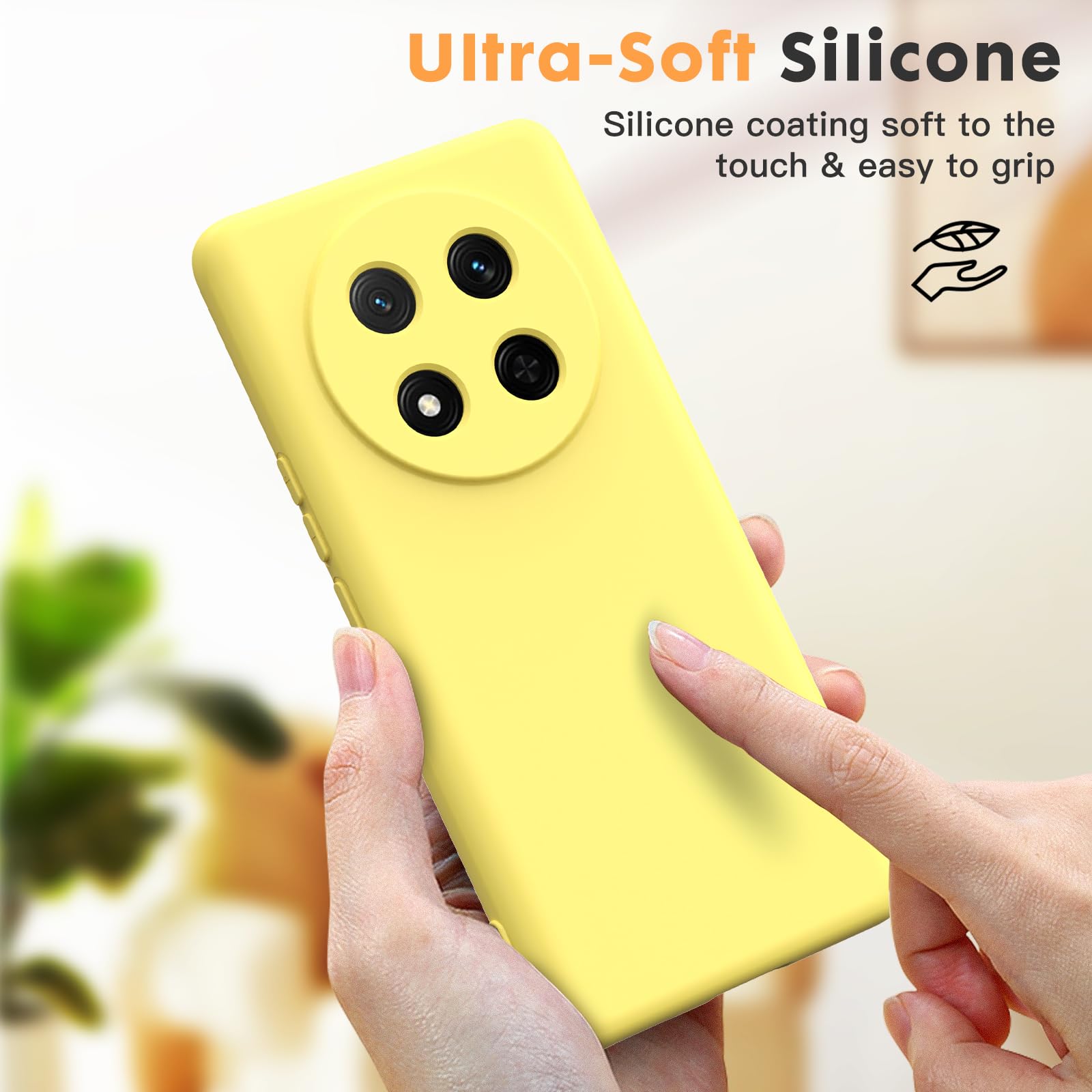 Byvuwiay Cover per Honor Magic7 Lite 5G Case, Morbida Silicone Liquida TPU Protettivo Ultra Slim Antiurto - Giallo