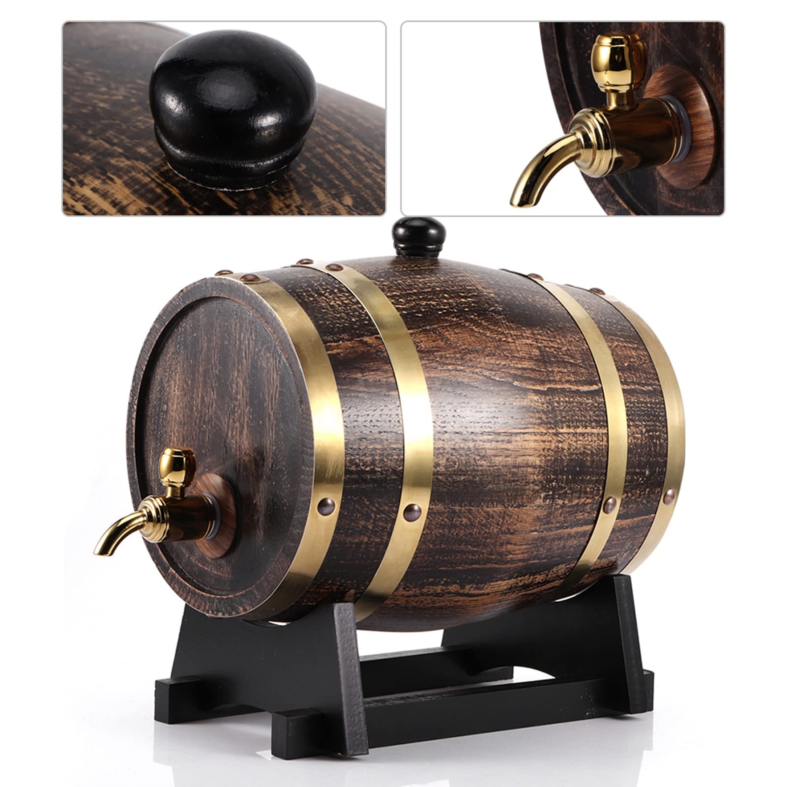 Envejecimiento de roble, 3 litros estilo retro madera de roble vino tinto brandy whisky barril barril barril contenedor con grifo