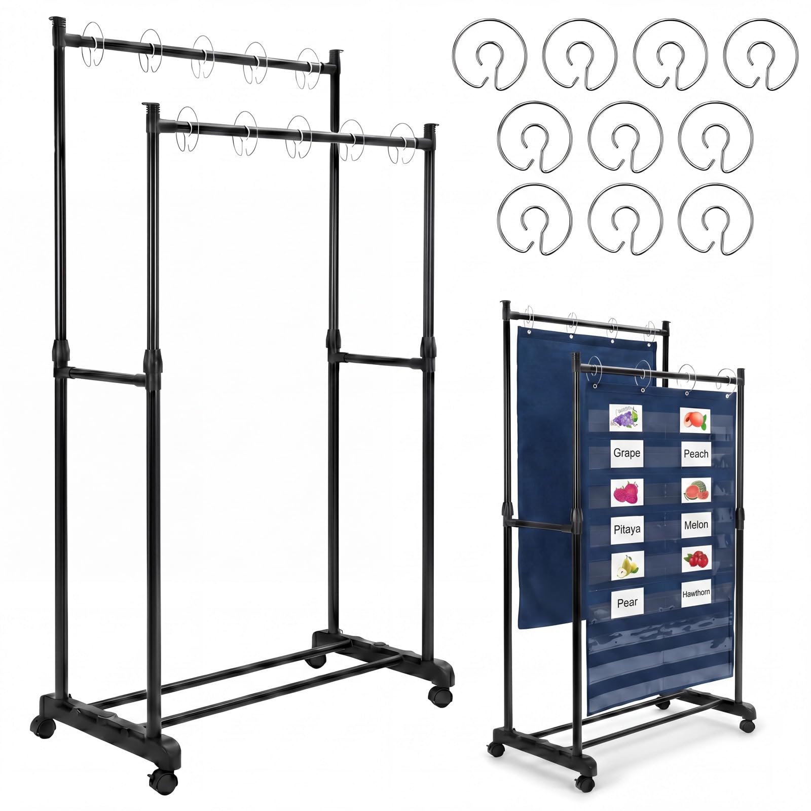 13 Pcs Adjustable Pocket Chart Stand,Double Anchor Chart Holder