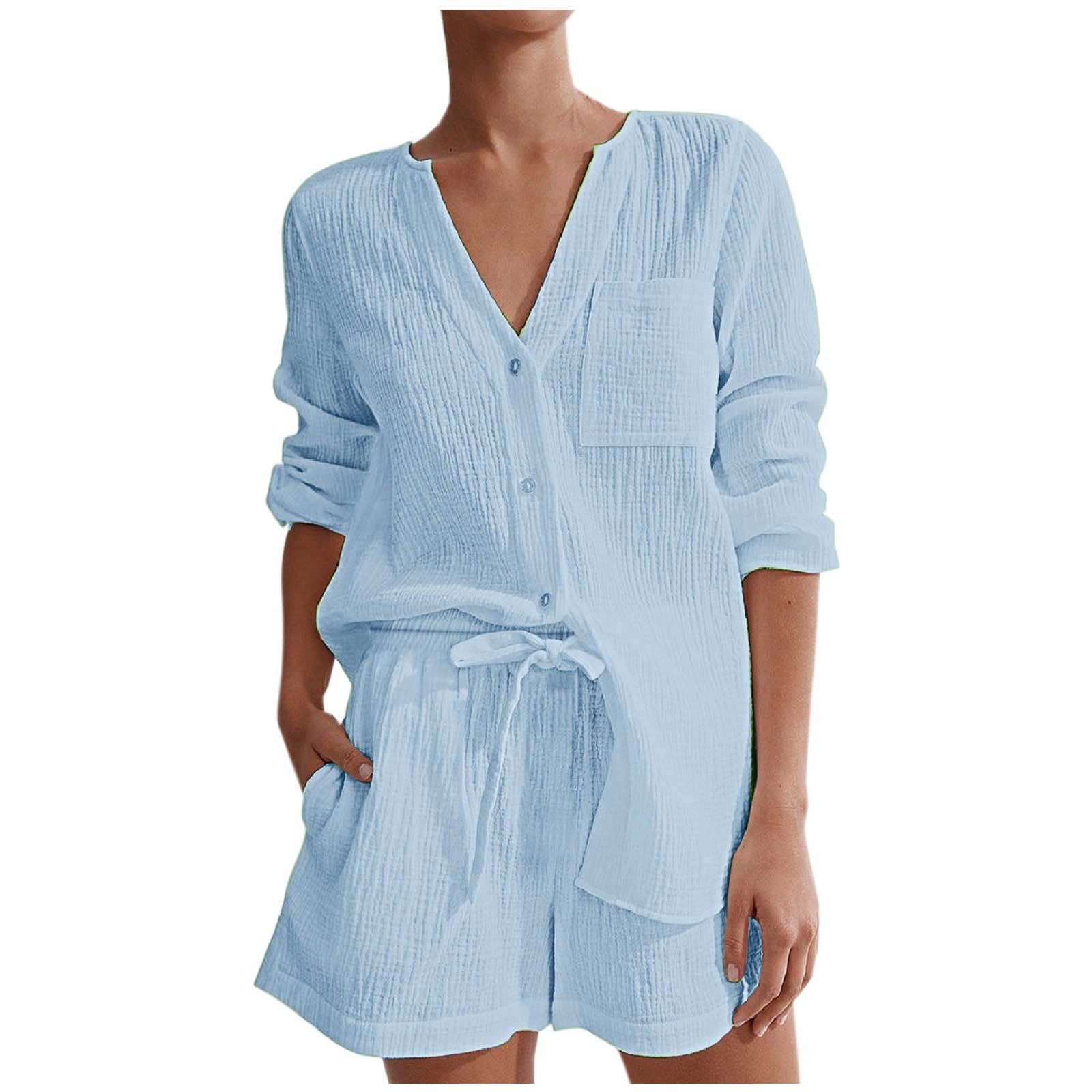 NUSGEAR 2024 Conjunto Dos Piezas Mujer Casual Camiseta Manga Corta y Pantalones Corto Short Verano Deportivo Traje Pijama Suelto Cómodo algodón Conjunto Casa Moda Color sólido Chandal Ligera