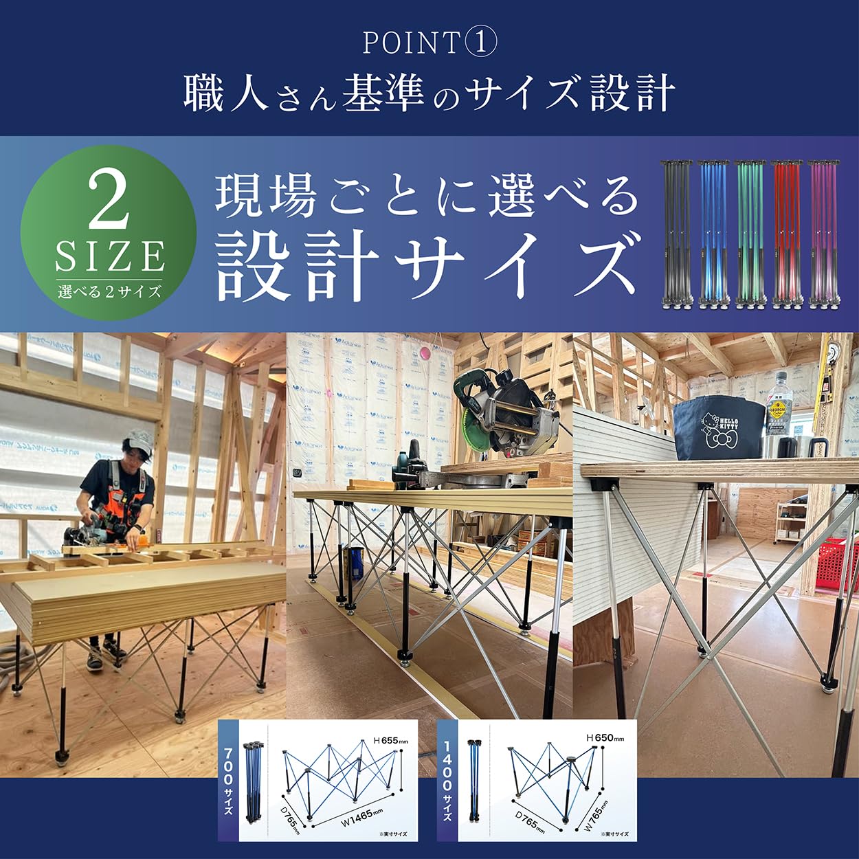 Amazon.co.jp: Buildsy のび台 レッド 伸縮作業台 W1400×H650×D700 耐