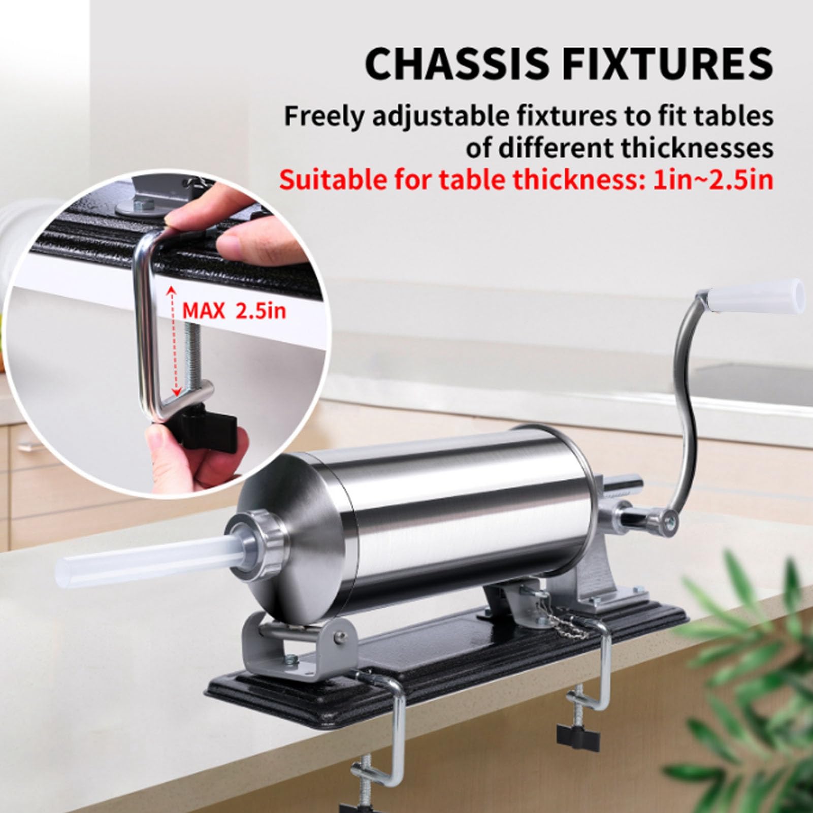 KIMISS Embutidora Manual de Salchichas de Acero Inoxidable | Máquina Llenadora de Carne Compacta para Uso Doméstico y Comercial, Eficiente y Ajustable (S 22,5 cm/8,86 pulgadas de diámetro)