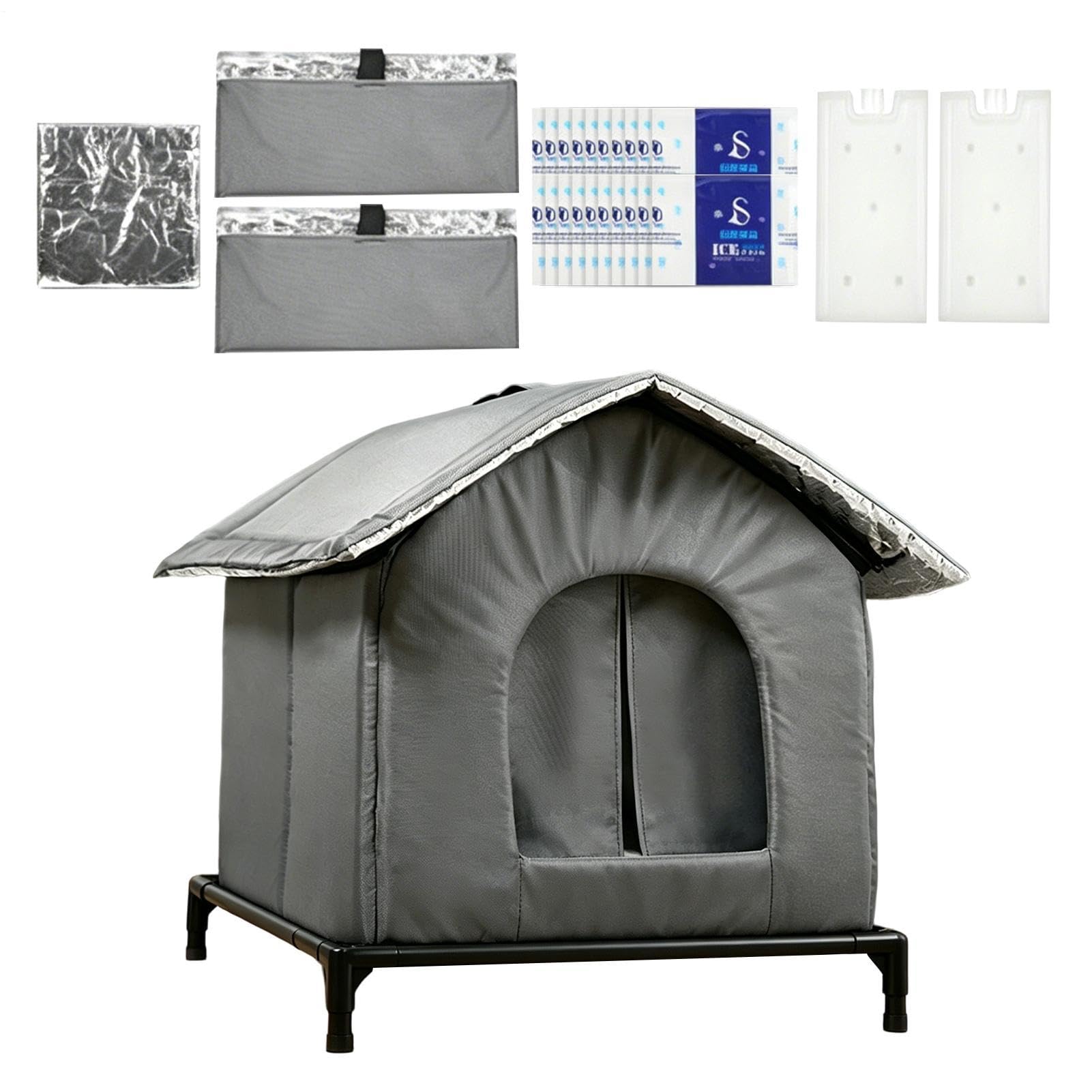 Château à chat - Matériau isolant robuste et pliable - Lit rafraîchissant pour chat - Maison d' pour chat d'intérieur - Niche thermique pour chiot avec tapis rafraîchissant - Coussin en gel doux