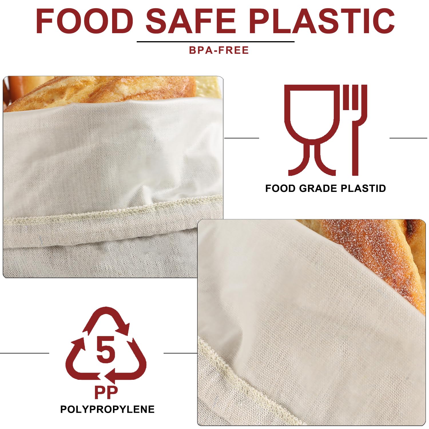 Bread Bags for Homemade Bread, Extra Large Bread Bags Plastic Lined 20
