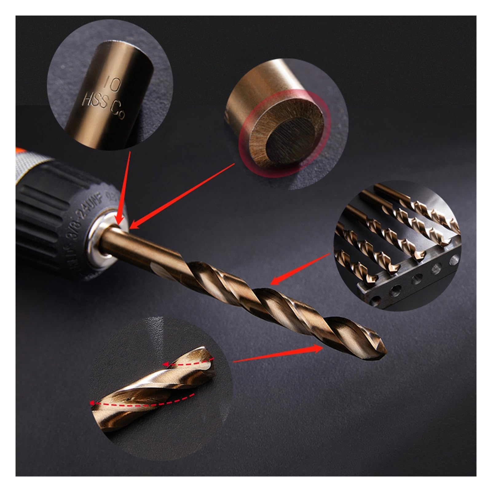 1.0-12mm Punte Elicoidali M35 Set Di Punte For Trapano Con Rivestimento In Cobalto HSS 5 Pezzi/Set Kit Di Utensili Elettrici For Frese For Fori Set Di Punte For Legno In Metallo (Size : 8mm 5pcs,