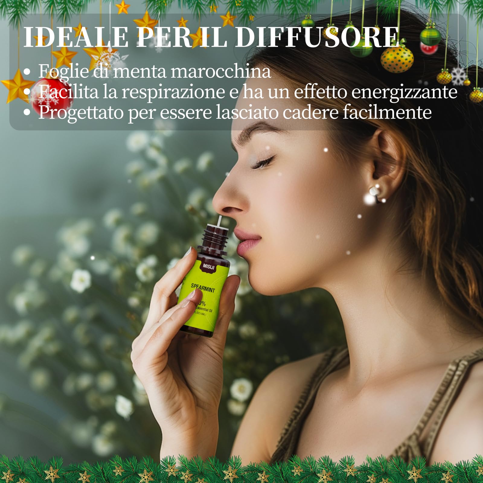 MISIJI Set di oli essenziali per diffusori,per la casa, lavanda, menta, tea tree, eucalipto, arancio, 5 X 10ML