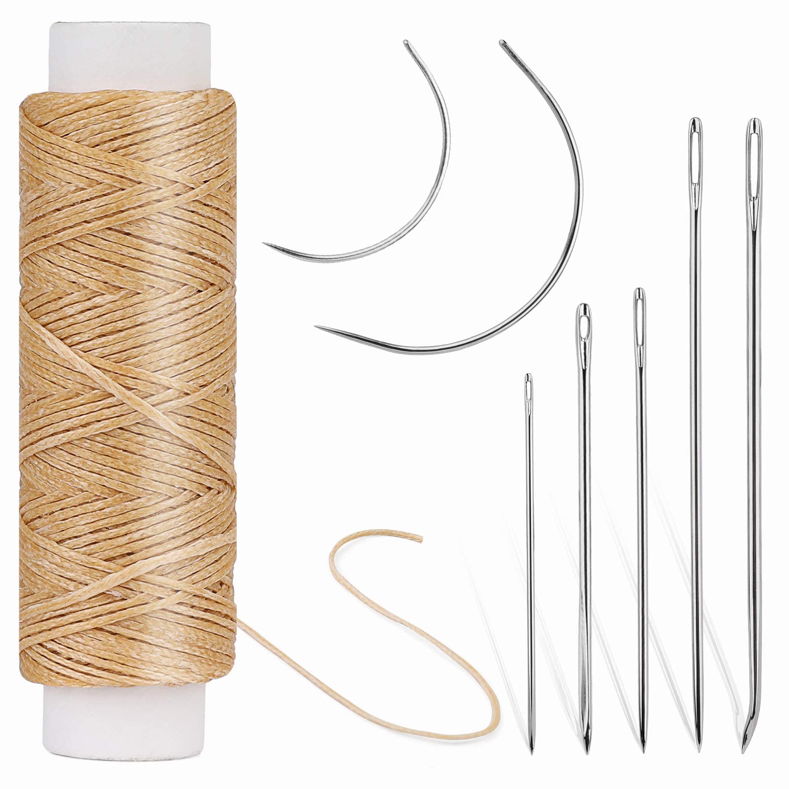 Sponsored Ad – 32 Yards Waxed Thread with 7 pcs Leather Hand Sewing Needles, 150D Flat Sewing Waxed Thread and Leather Repair Needles, Leather Sewing Waxed Thread Cord Leather Craft DIY (Natural Color)
