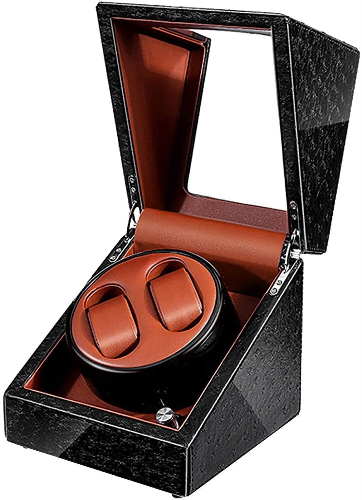 WMYYZYQ Double Watch Winder with Light, Watch Shaker for Automatic Watches, Watch Rotator Box for Ladies and Men's Wrist, Extremely Silent Motor, Brown,Brown