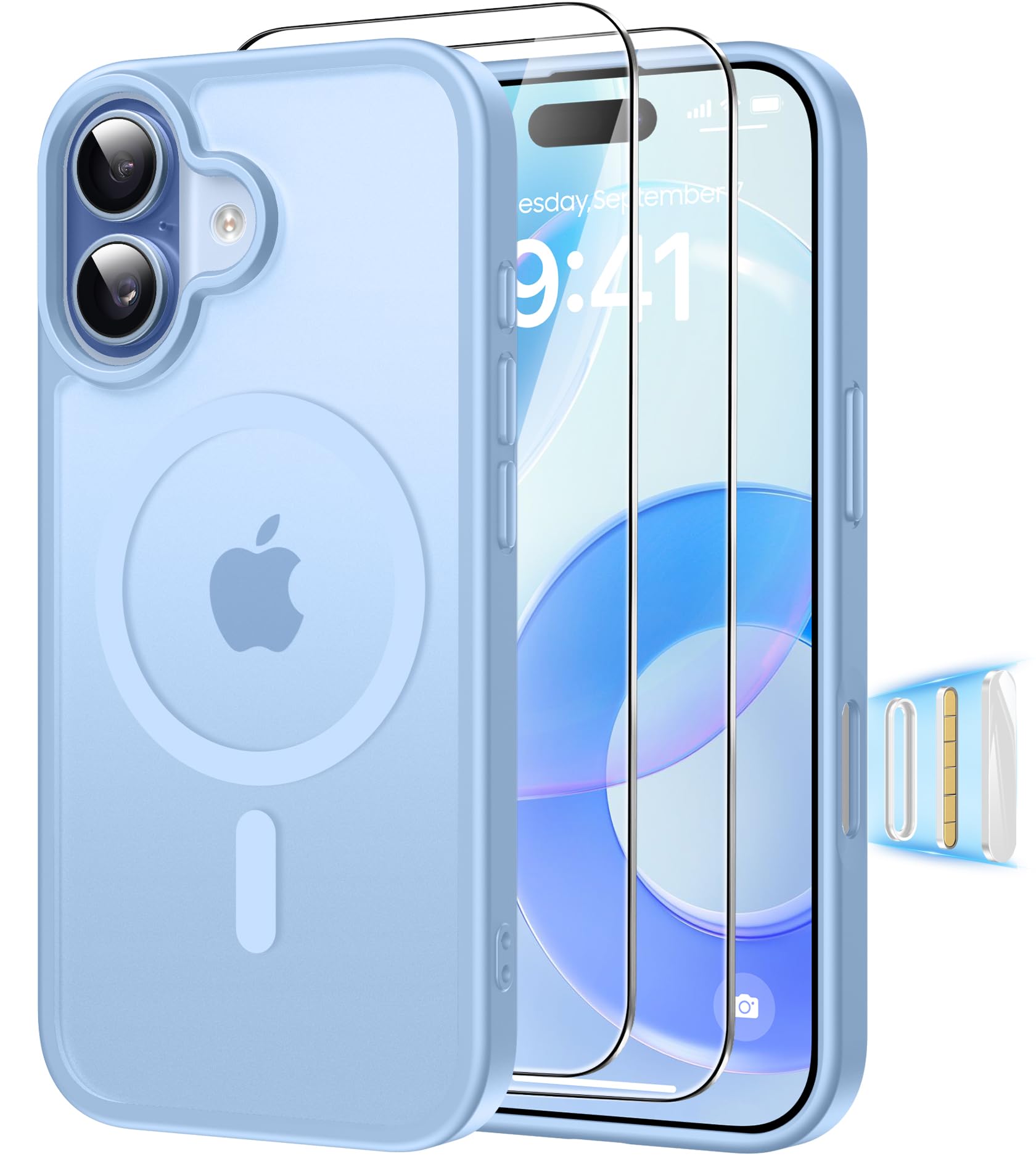 Magnética Funda para iPhone 17 Pro Compatible MagSafe con 2 Cristal Templado, Control de Cámara, Protección Carcasa Antigolpes Anti-Amarillo Tapa Case iPhone 17 Pro, Transparente — view 10