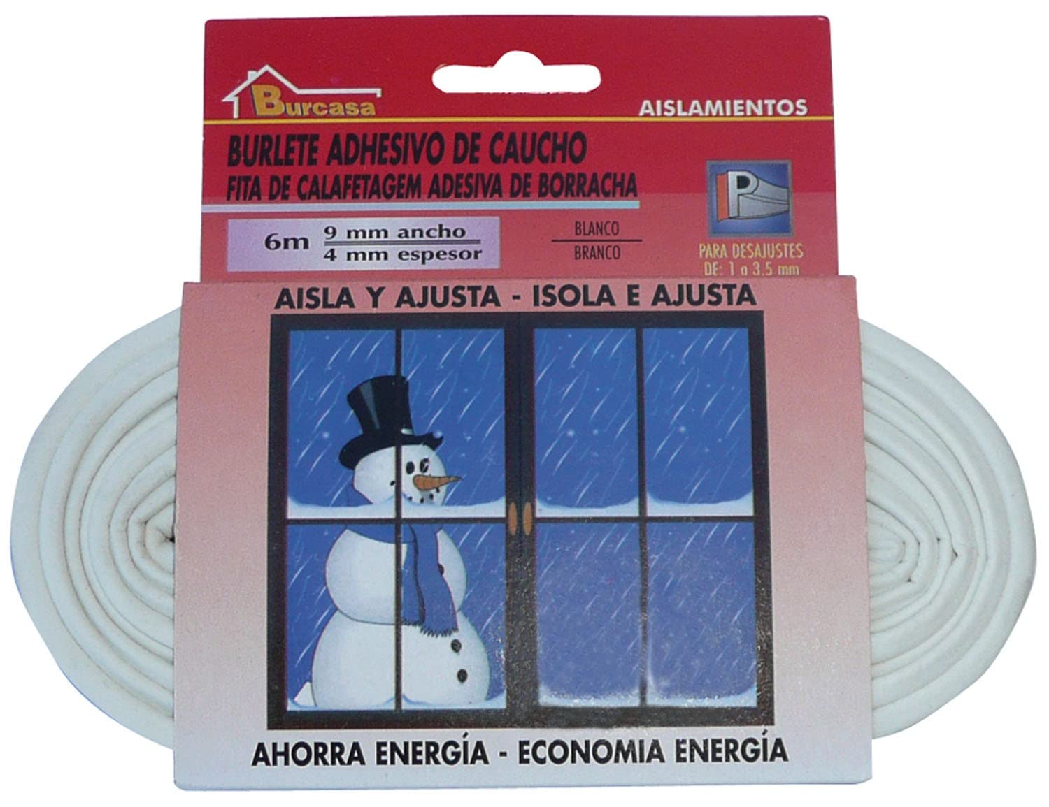 Burcasa - Burlete caucho tipo p blanco 6 mt