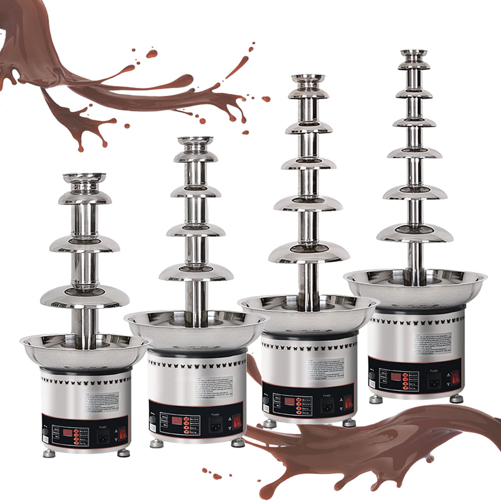 YNIYUJKL Chocolate Fondue Fountain Waterfall, Commercial Stainless Steel Chocolate Melts Dipping Warmer Machine/Sauce Melting Pot, For Cheese, Bbq Sauce, Liqueurs, Candy