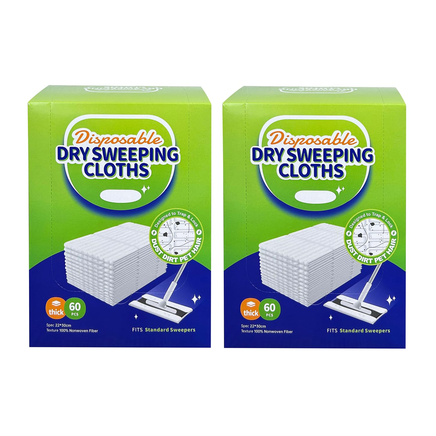JEBBLAS Disposable Mop Cloth Dry Sweeping Pad for Floor Mop Sweeping Cloths Multi Surface Refills, 120 Pcs/Pack