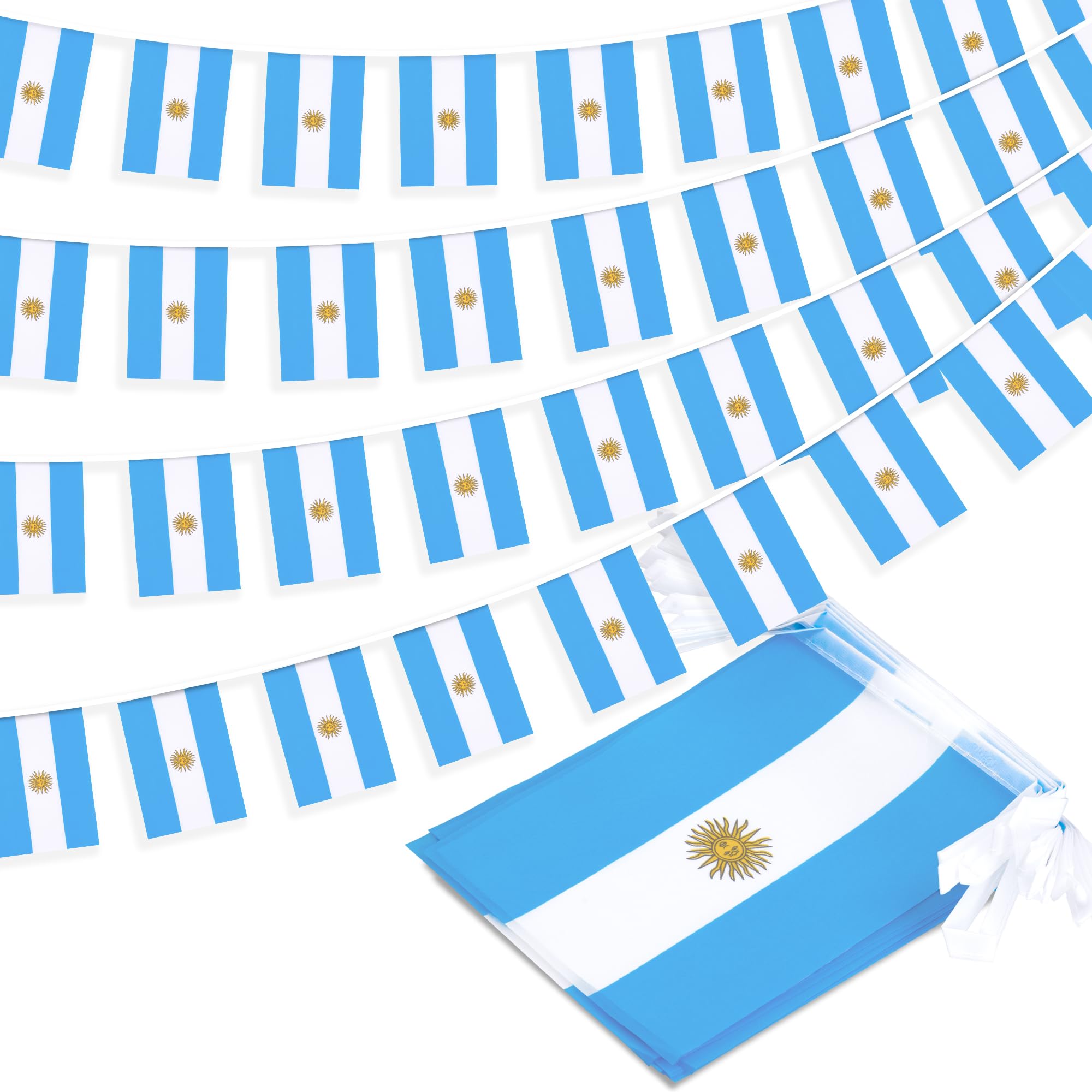Argentina String Flag Pennant Banner, Small Mini Argentinian Flags Bunting Banner, National Country Decoration for School, Party, Sports Events, Patriotic Festival, 33 Feet 30 Flags