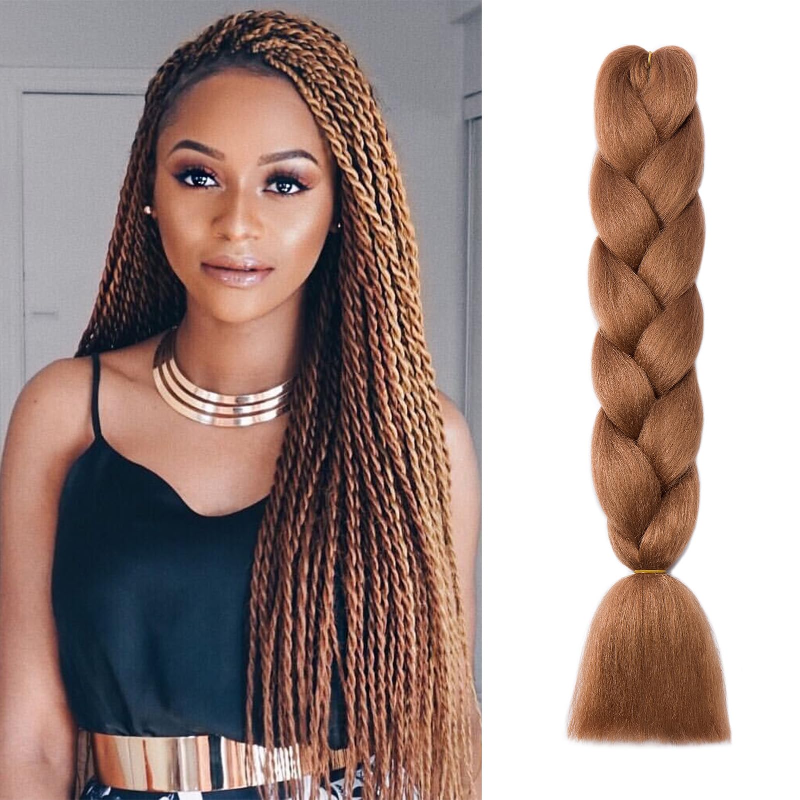 Dcbaboo Blonde Hair Extensions for Braiding Jumbo Braiding Hair Extension 1pack 24inch Synthetic Hair Kanekalon Ombre Braids Extensions Hair Afro Crochet Twist Box Braids 100g