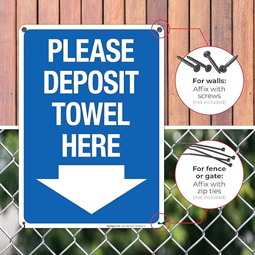 Miniatura 62 de Please Deposit Towel Here with Downward Arrow Sign, 12x18 Inches, 3M EGP Reflective .063 Aluminum, Fade Resistant, Made in USA
