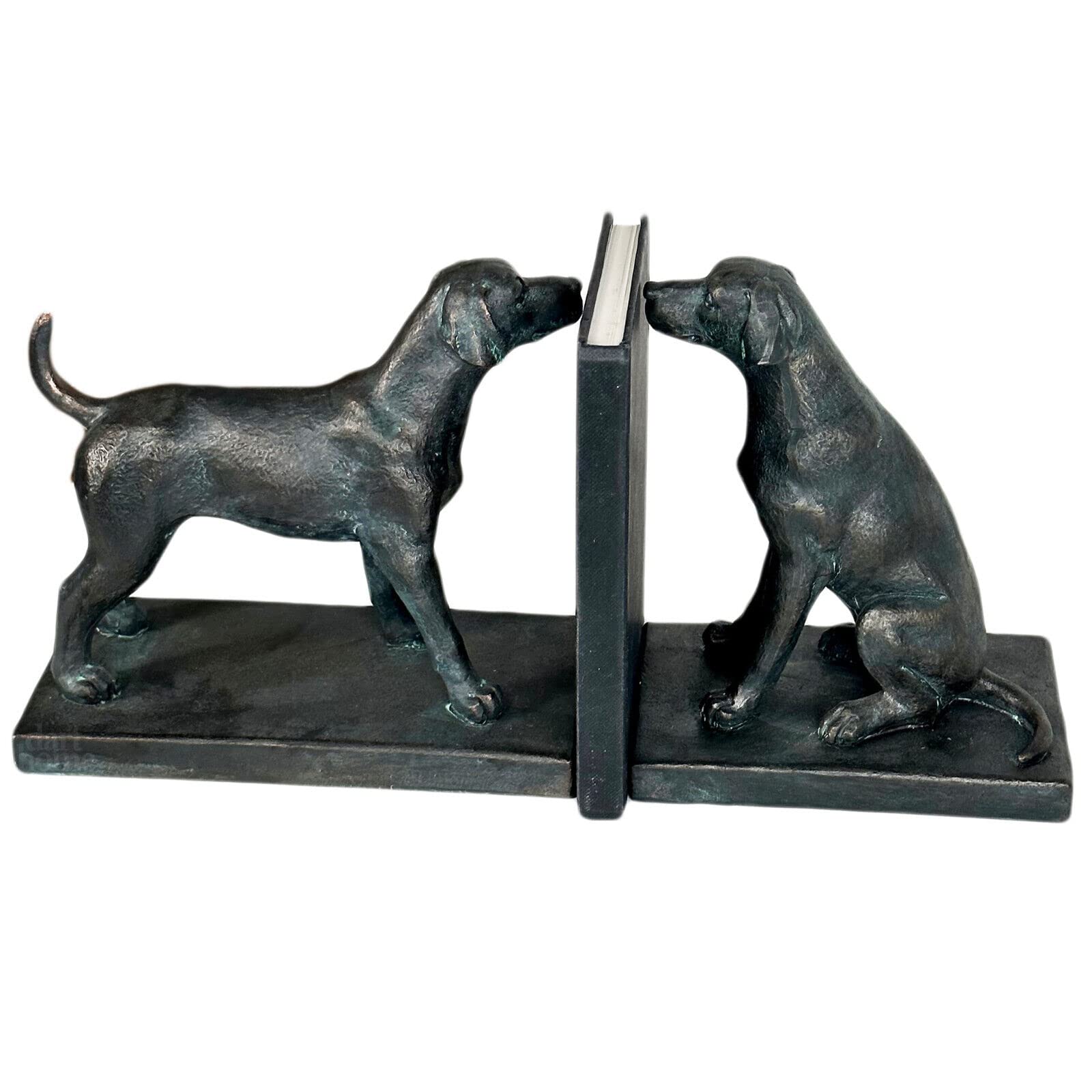 Dog Bookends Set Of 2 Black Resin Animal Heavy Office Labrador Bookshelf Stopper
