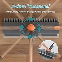 Vista 4 de Floor Scrub Brush with Long Handle Length Adjustable, 3 in 1 Heavy-Duty Stiff 90° Bristle Floor Scrubber Broom with Squeegee, Cleaning Brush for